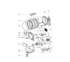 LG DLE0442G drum & motor assembly diagram
