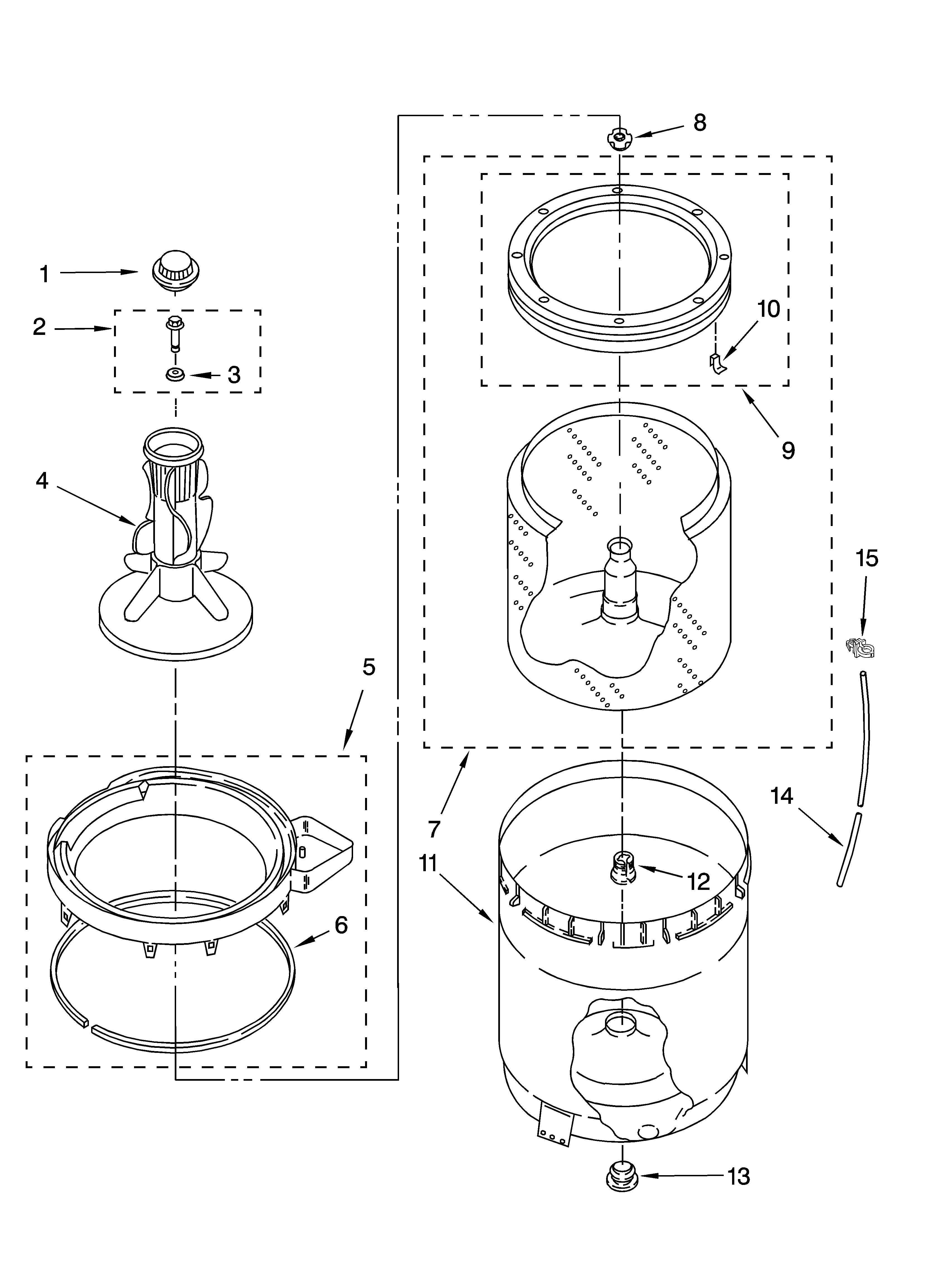 Agitator, basket and tub parts