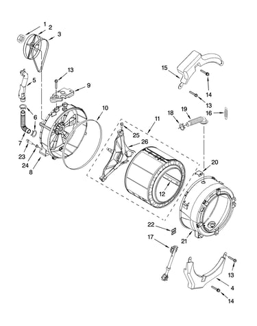 Tub and basket parts, optional parts (not included)