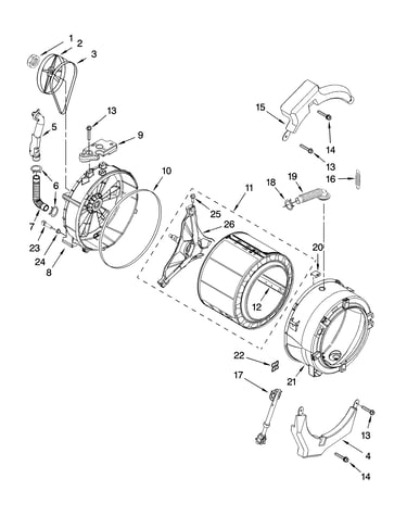 Tub and basket parts, optional parts (not included)