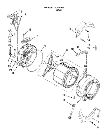 Tub and basket parts, optional parts (not included)