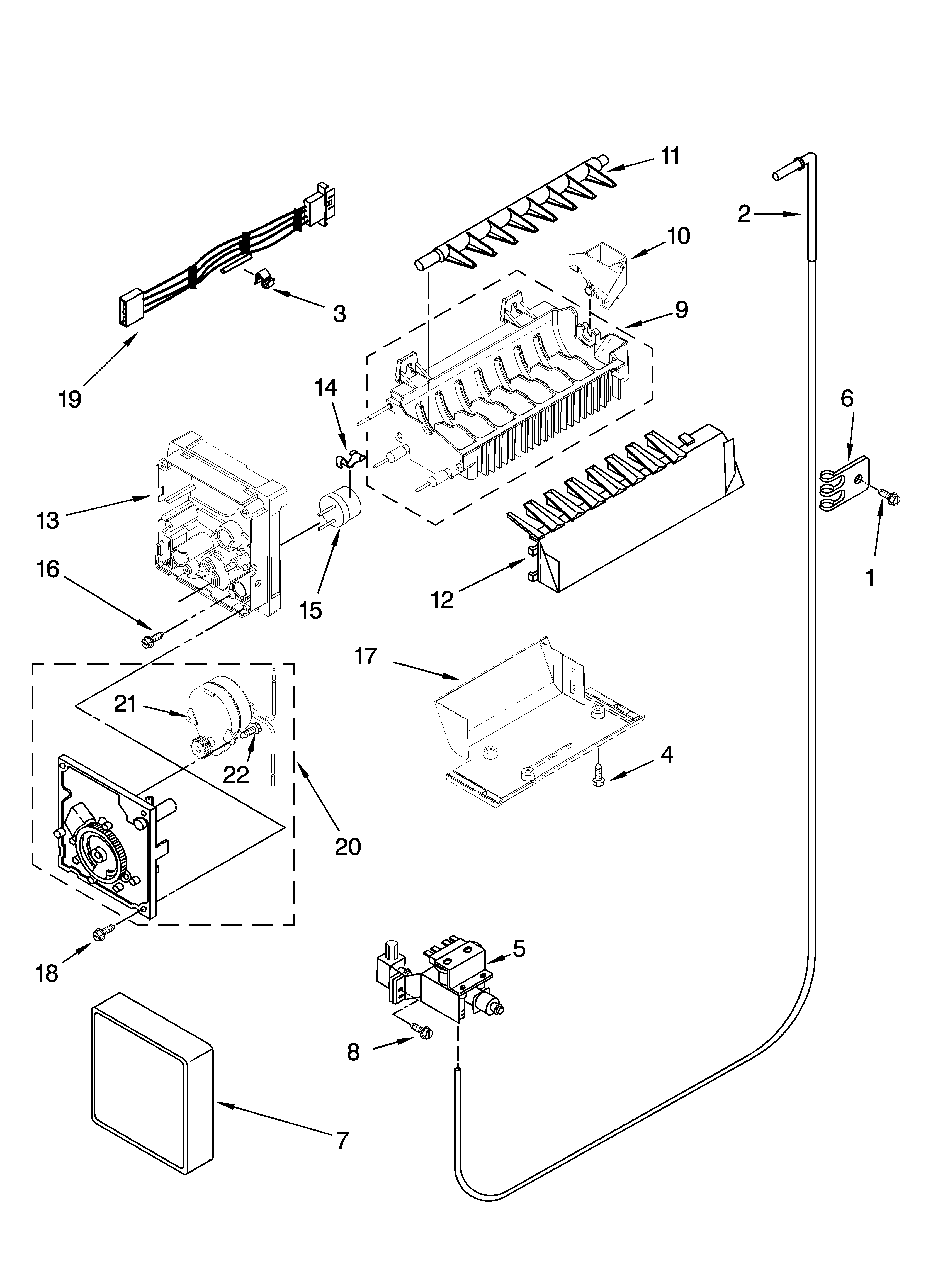 Icemaker parts, optional parts (not included)