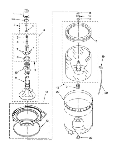 Agitator, basket and tub parts