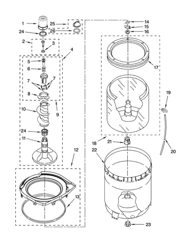 Agitator, basket and tub parts
