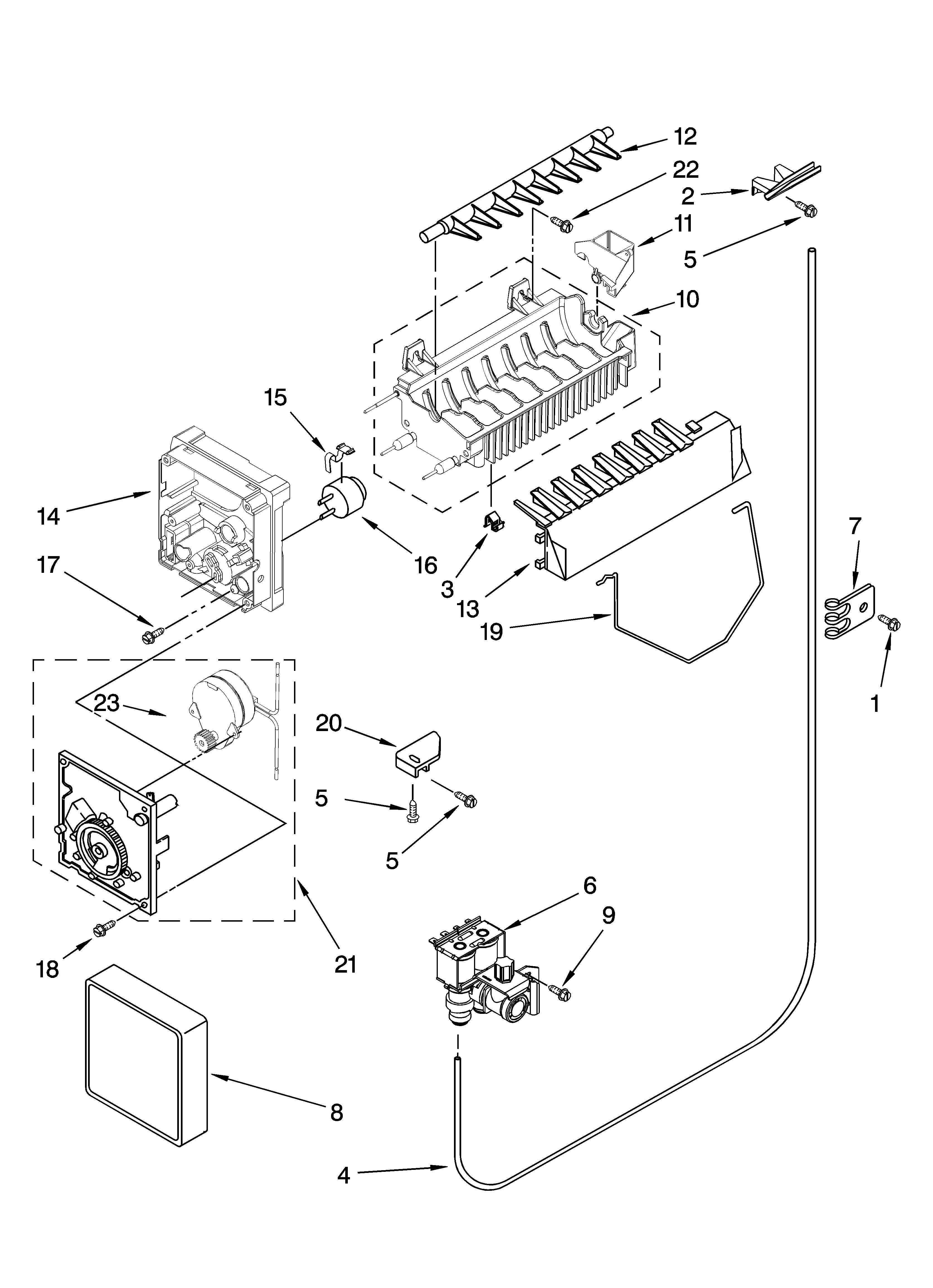 Icemaker parts, optional parts (not included)