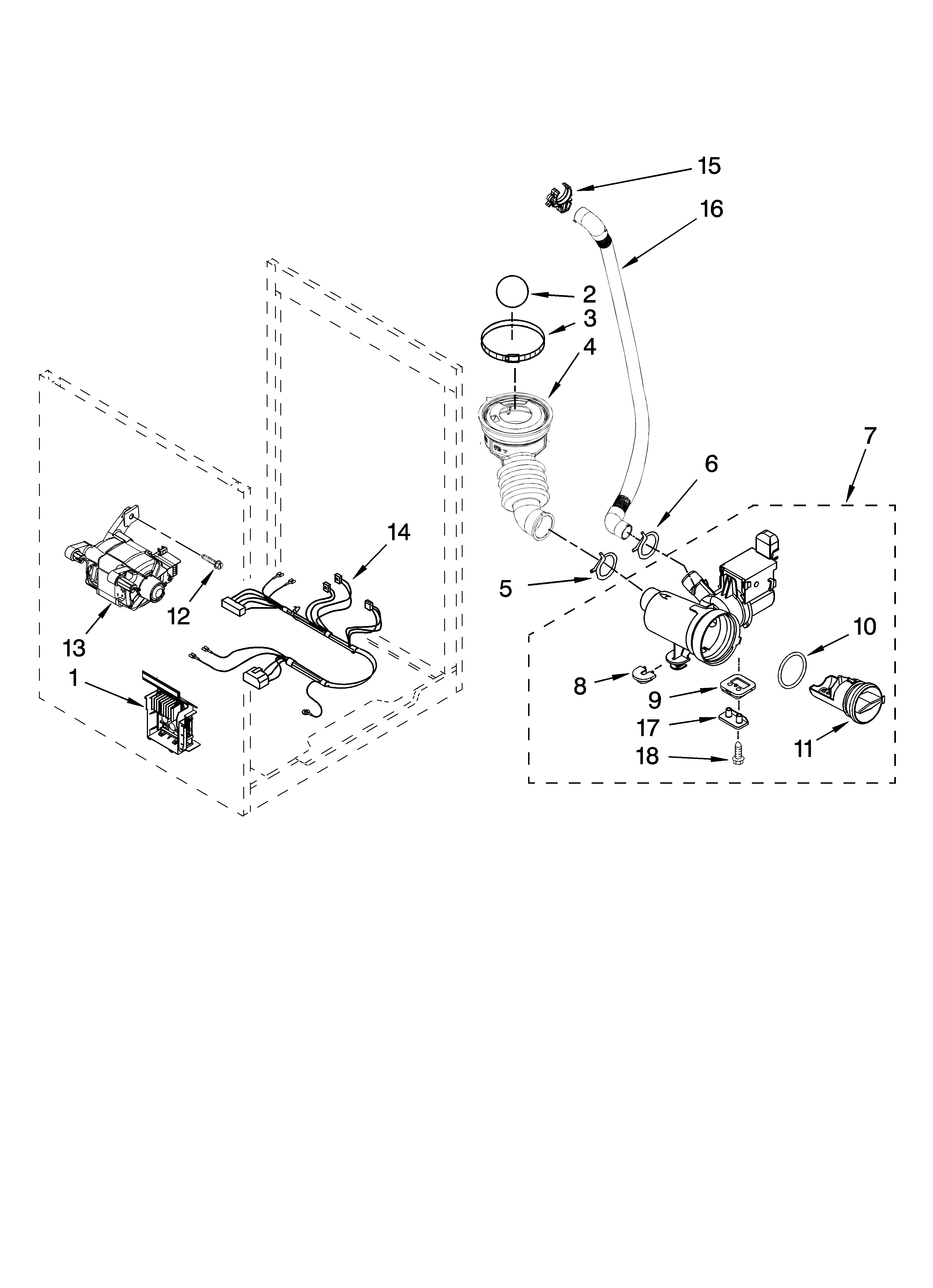 Pump and motor parts, optional parts (not included)