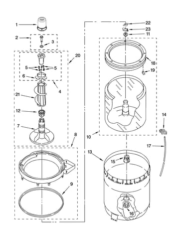 Agitator, basket and tub parts