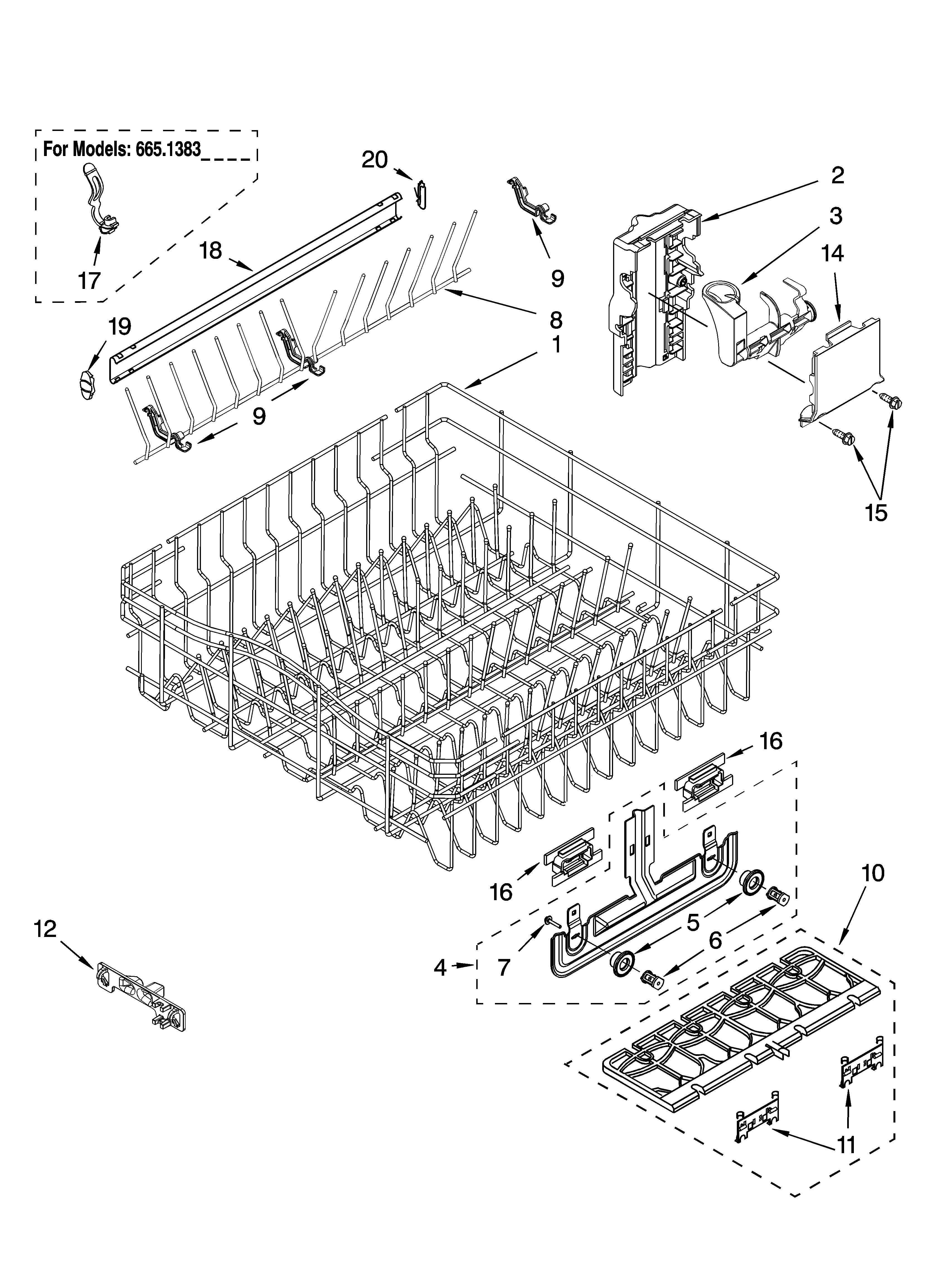 UPPER RACK AND TRACK PARTS