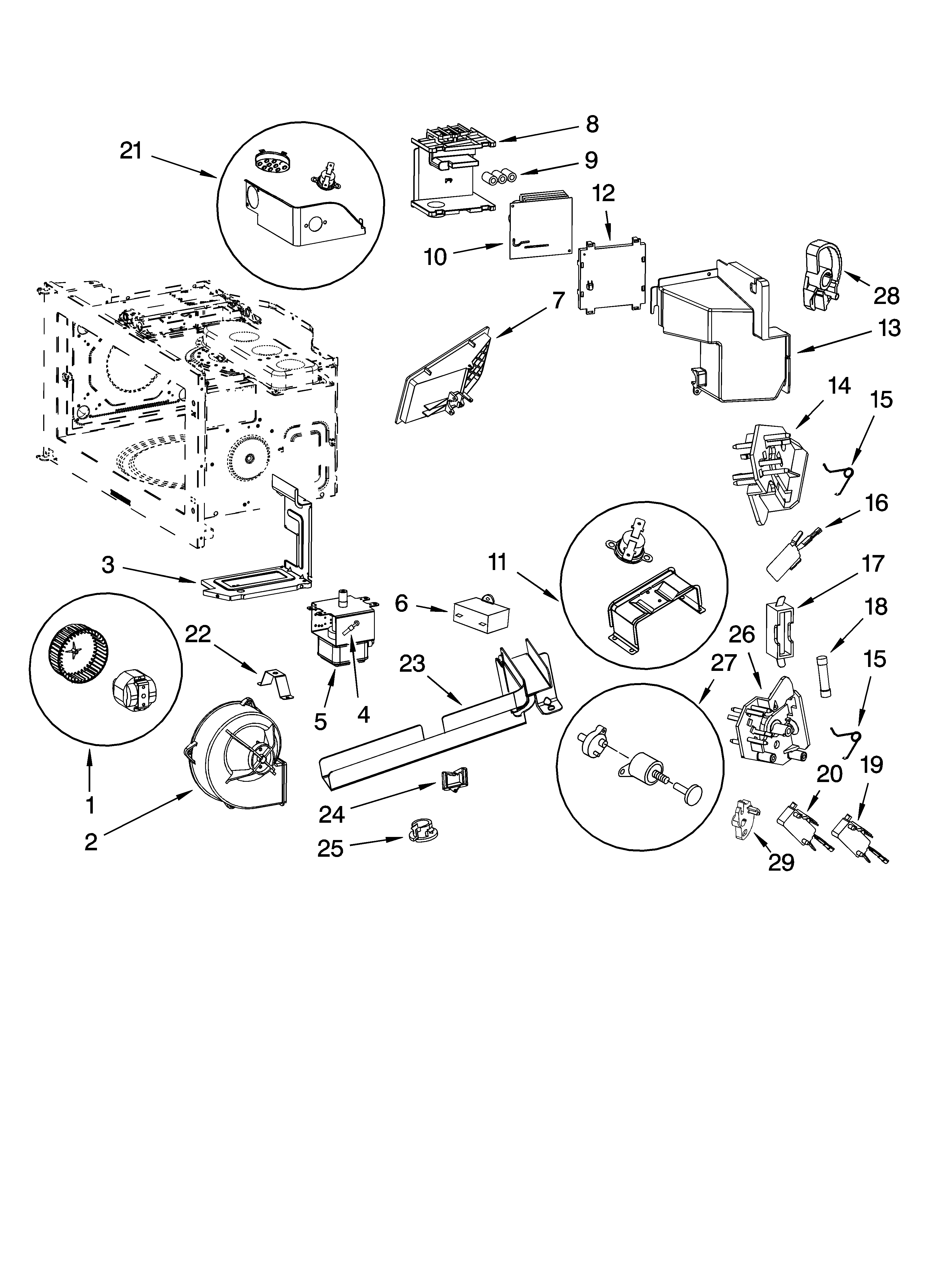 Interior and air flow parts