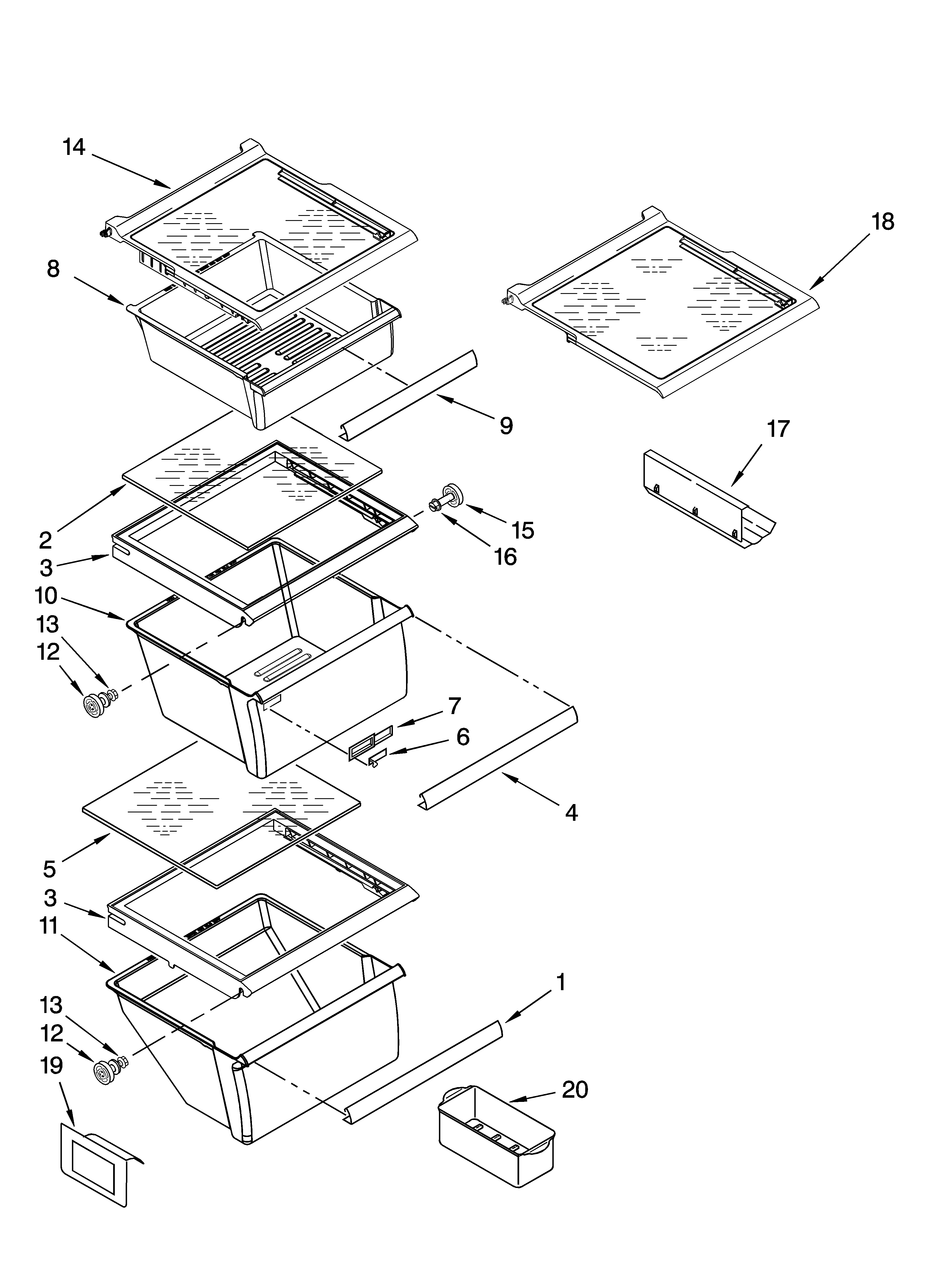 Refrigerator shelf parts