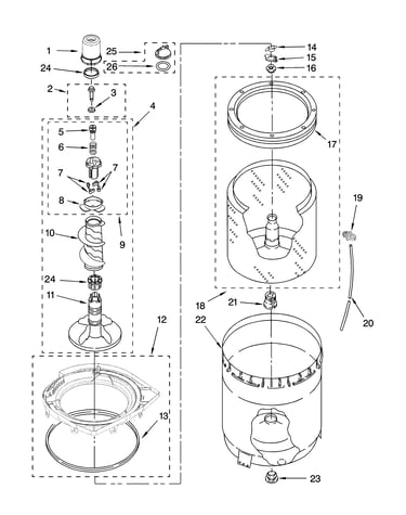 Agitator, basket and tub parts