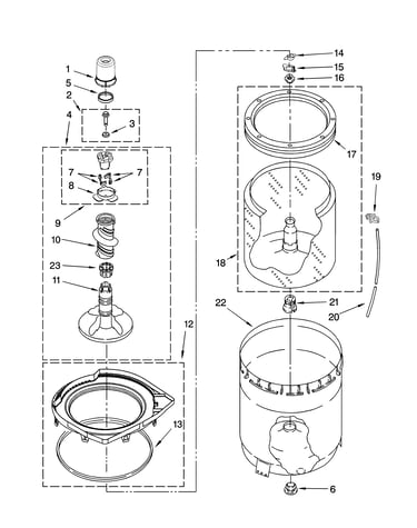 Agitator, basket and tub parts