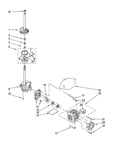 Brake, clutch, gearcase, motor and pump parts