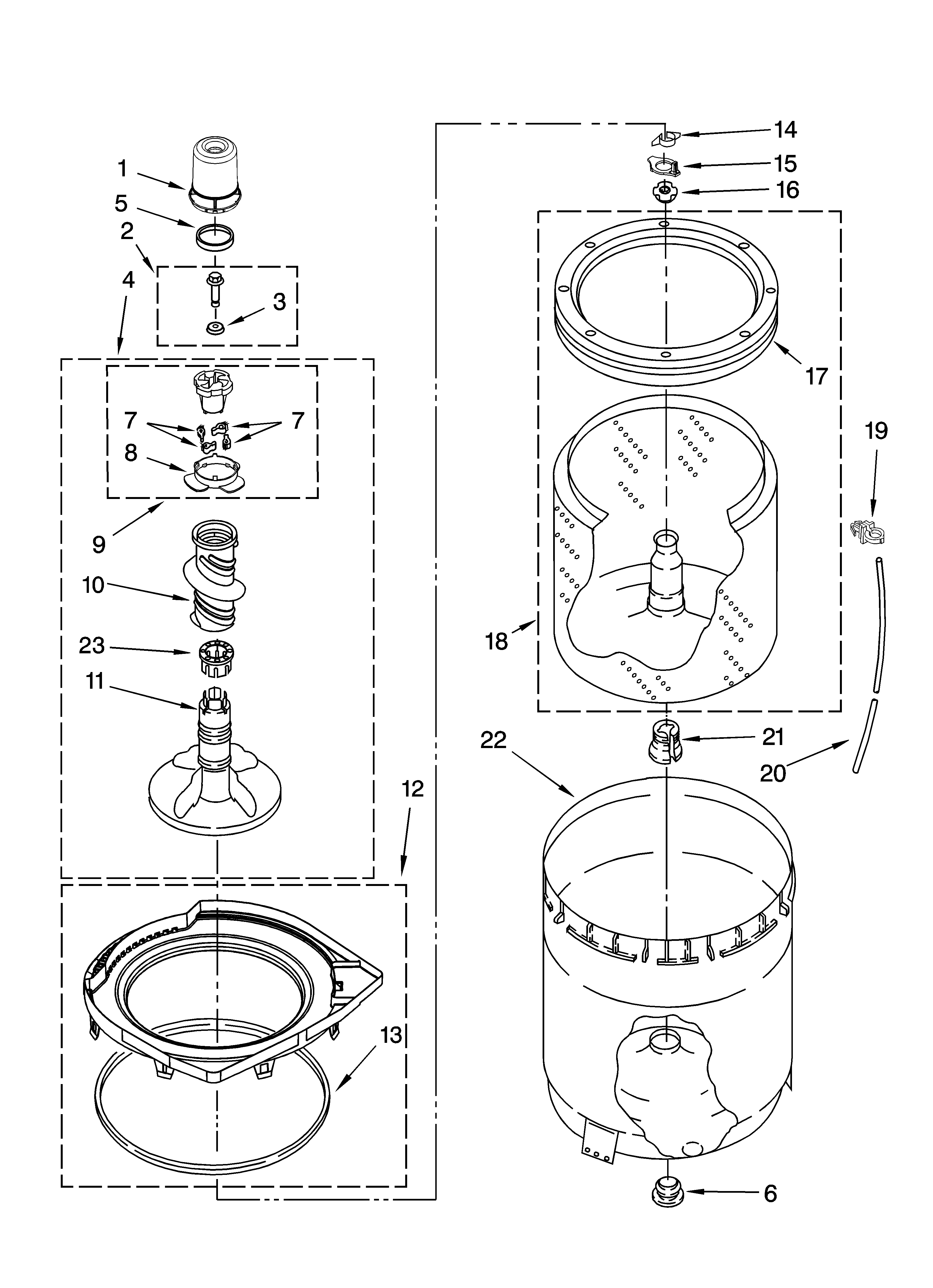 Agitator, basket and tub parts