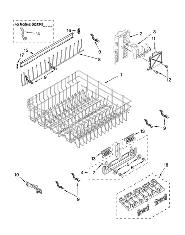 Upper rack and track parts