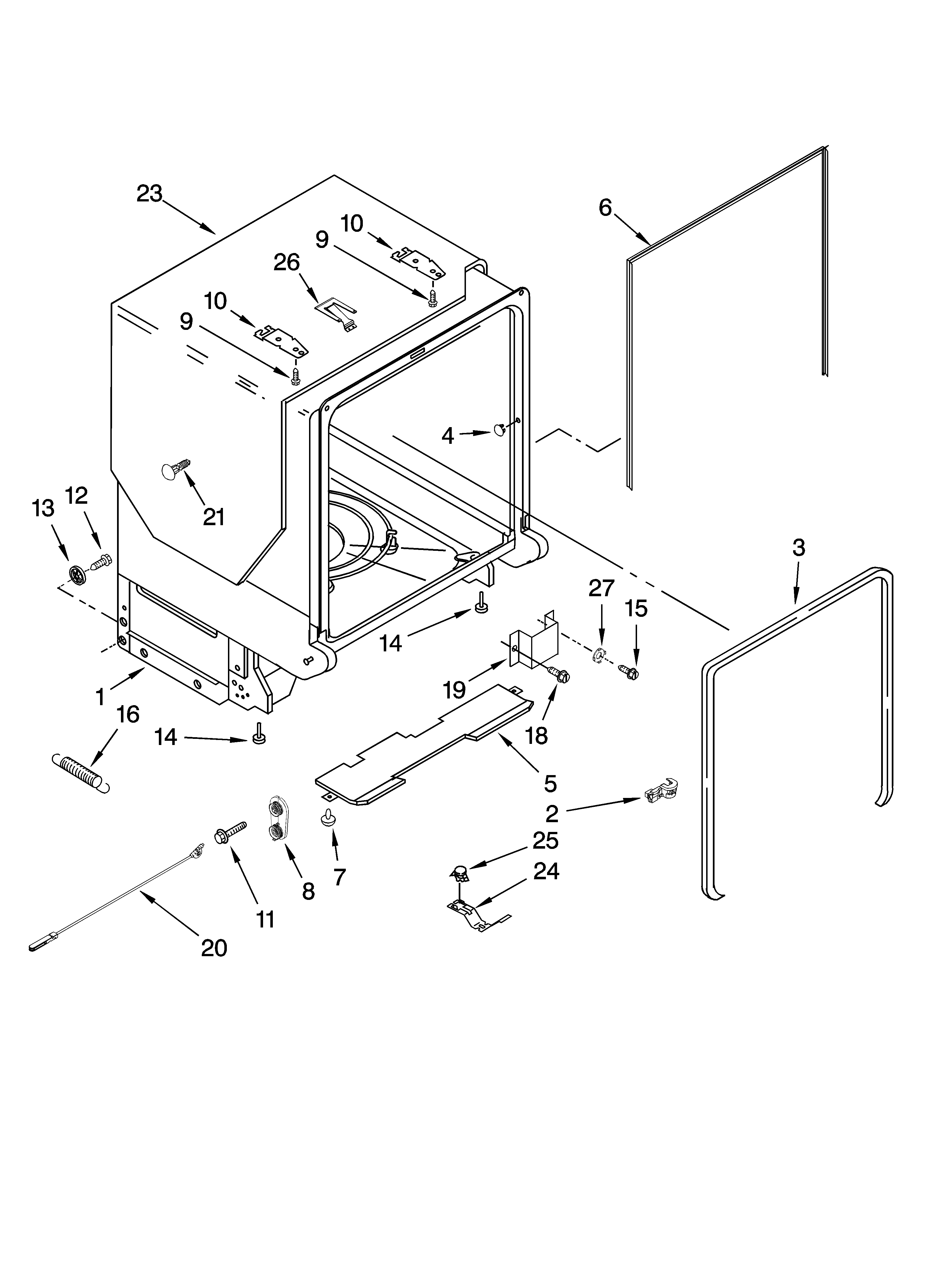 TUB AND FRAME PARTS