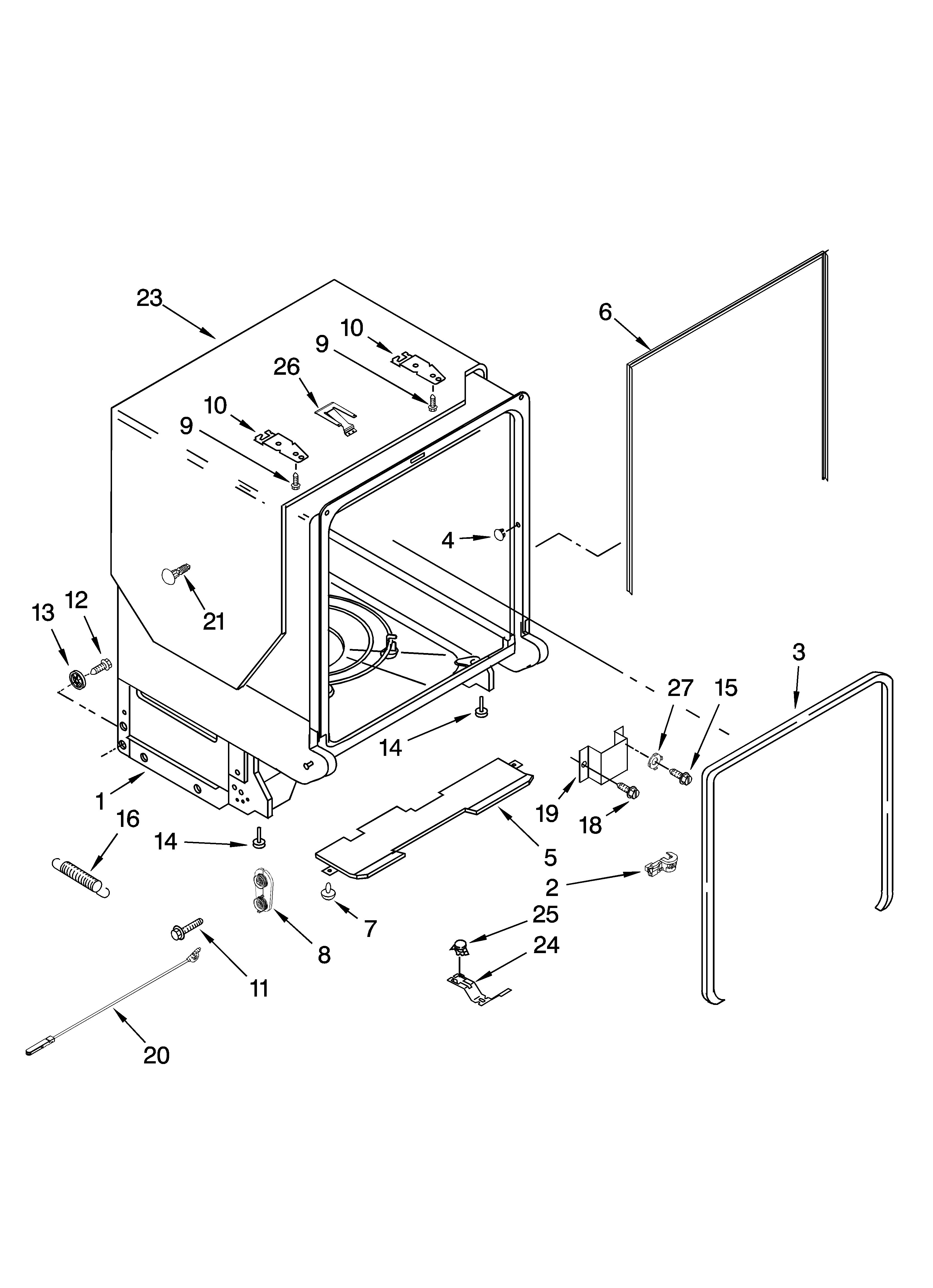 Tub and frame parts
