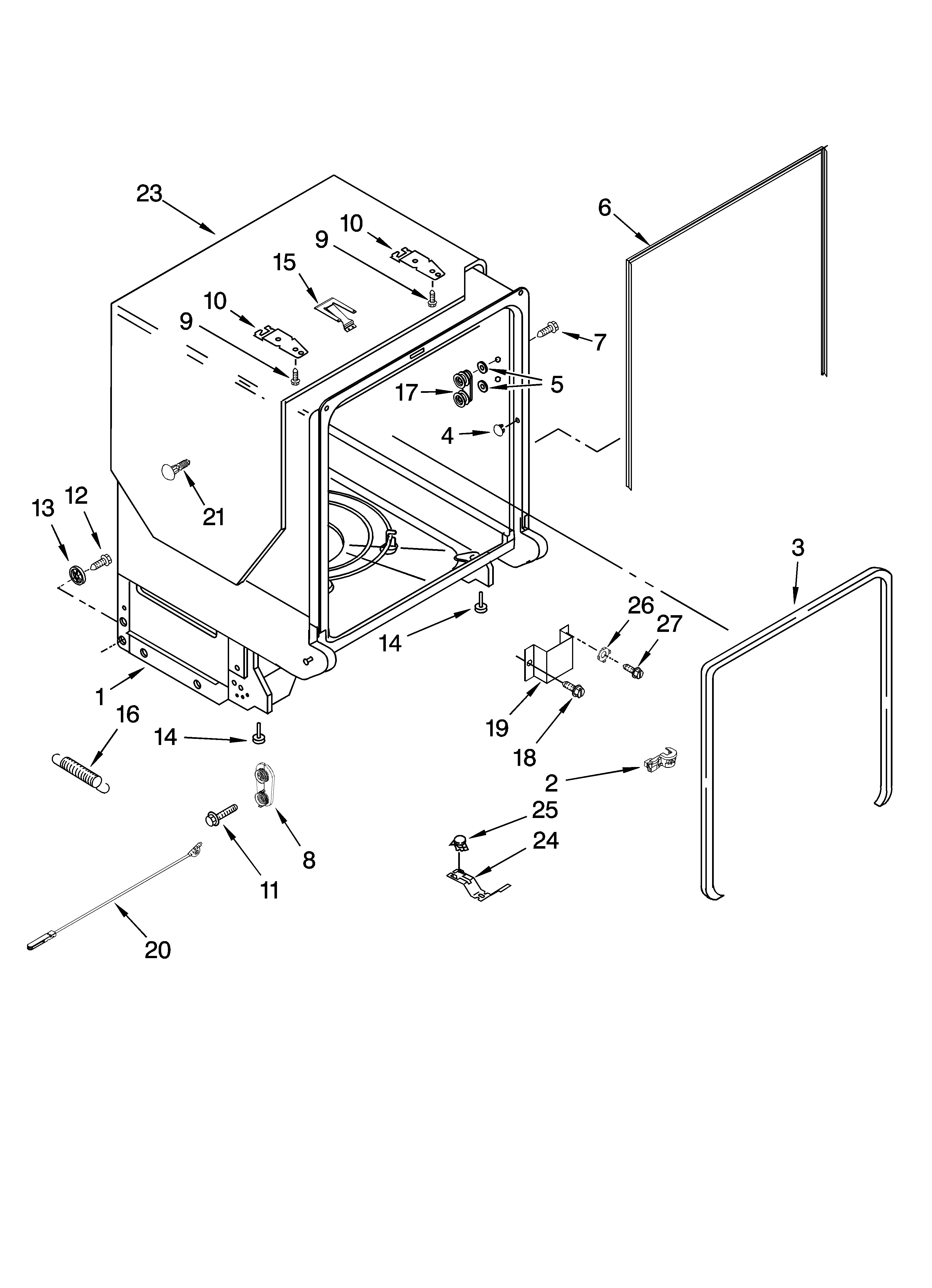 Tub and frame parts