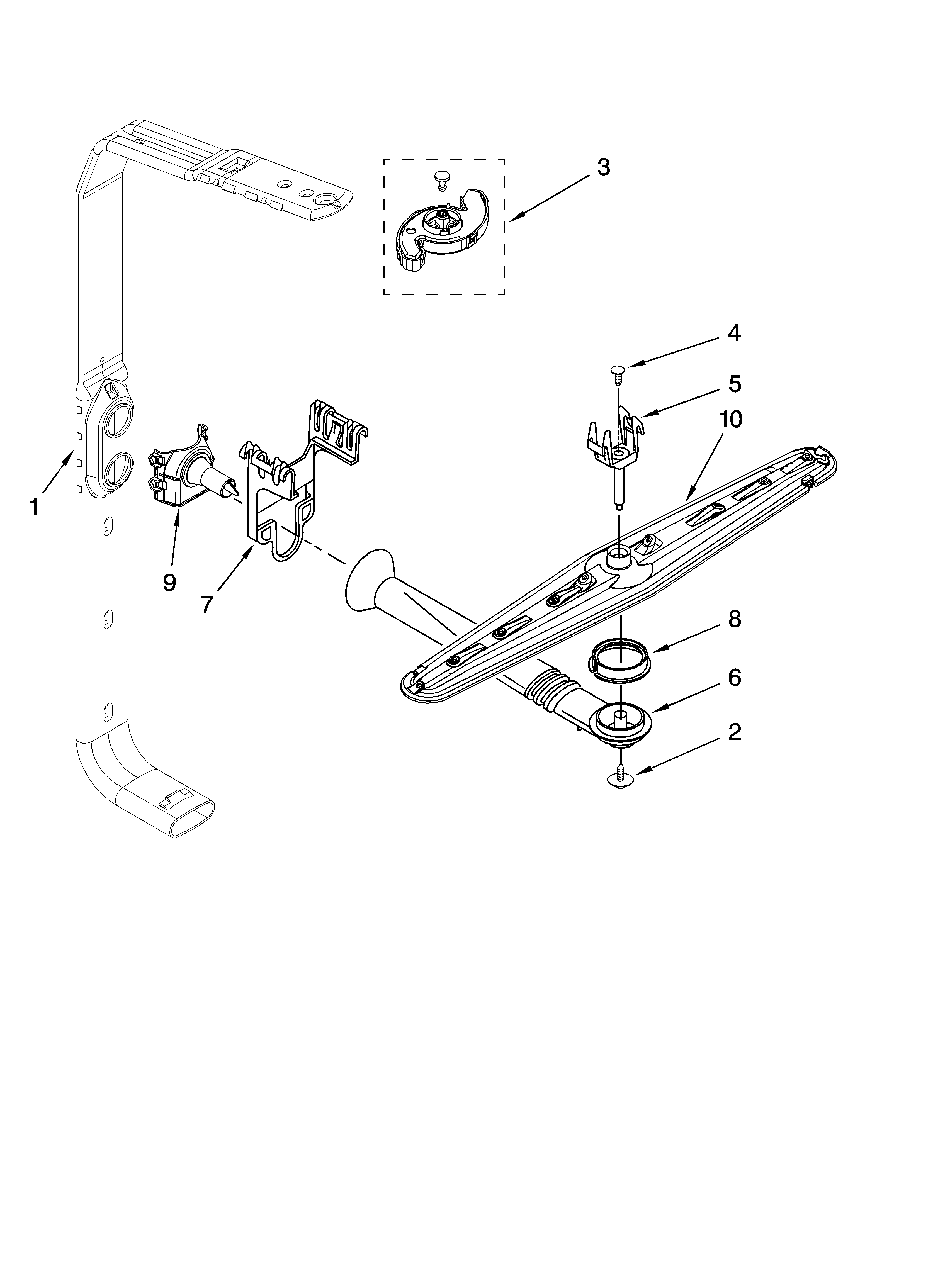 Upper wash and rinse parts