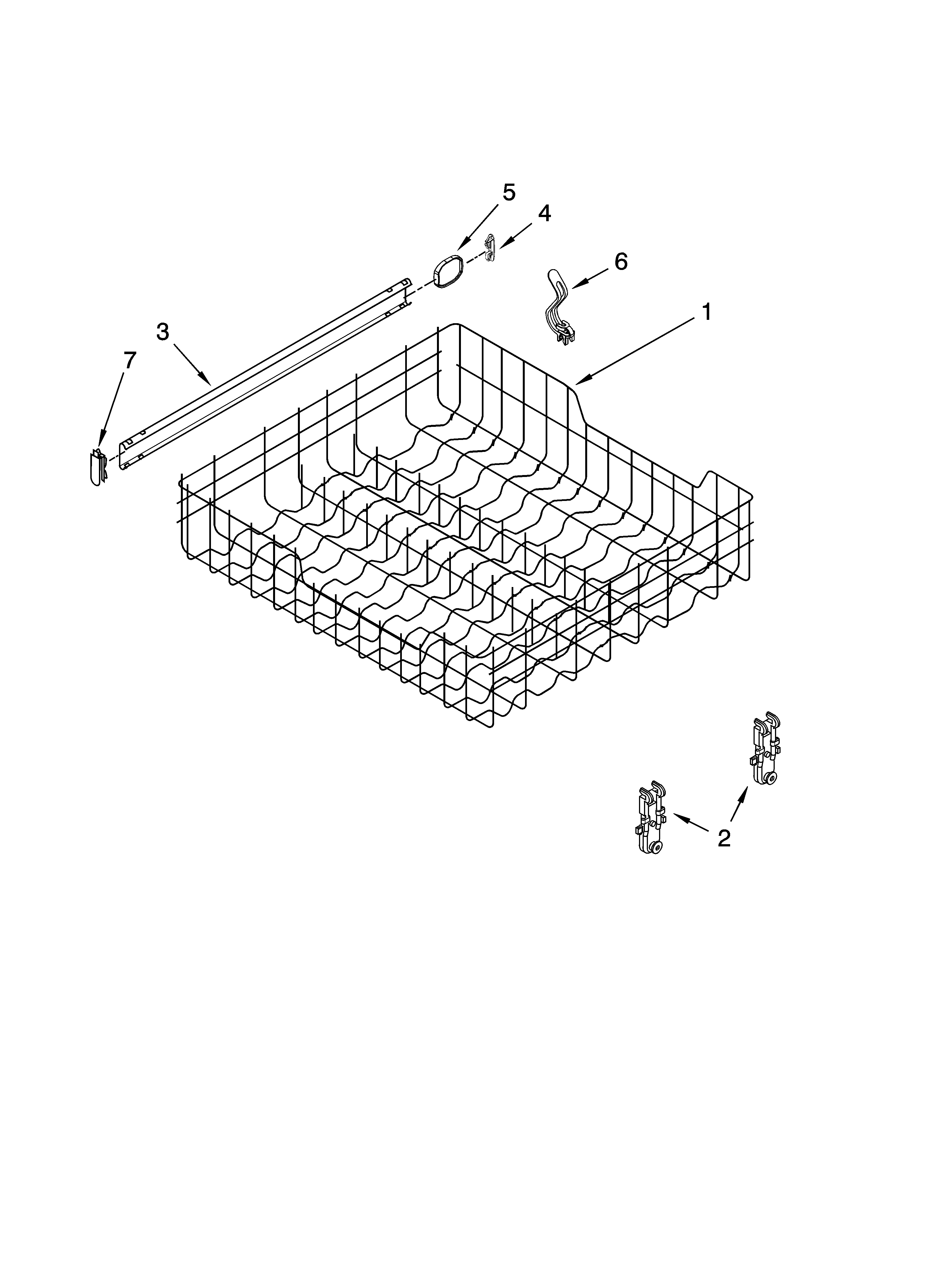 Upper rack and track parts