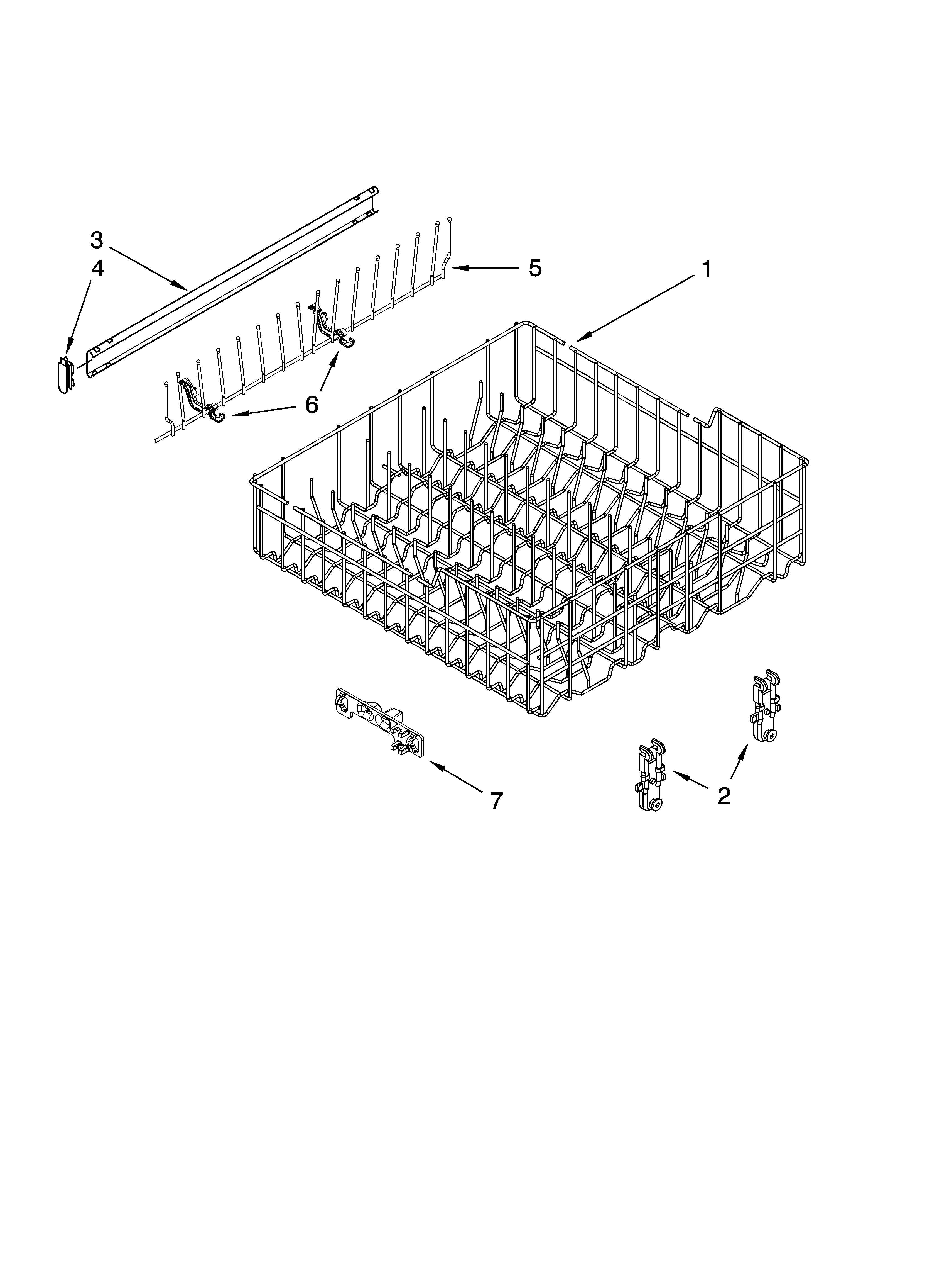 Upper rack and track parts