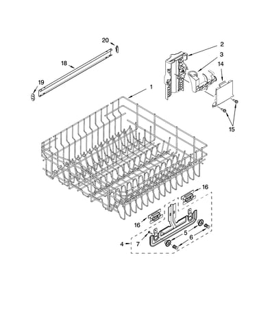 Upper rack and track parts