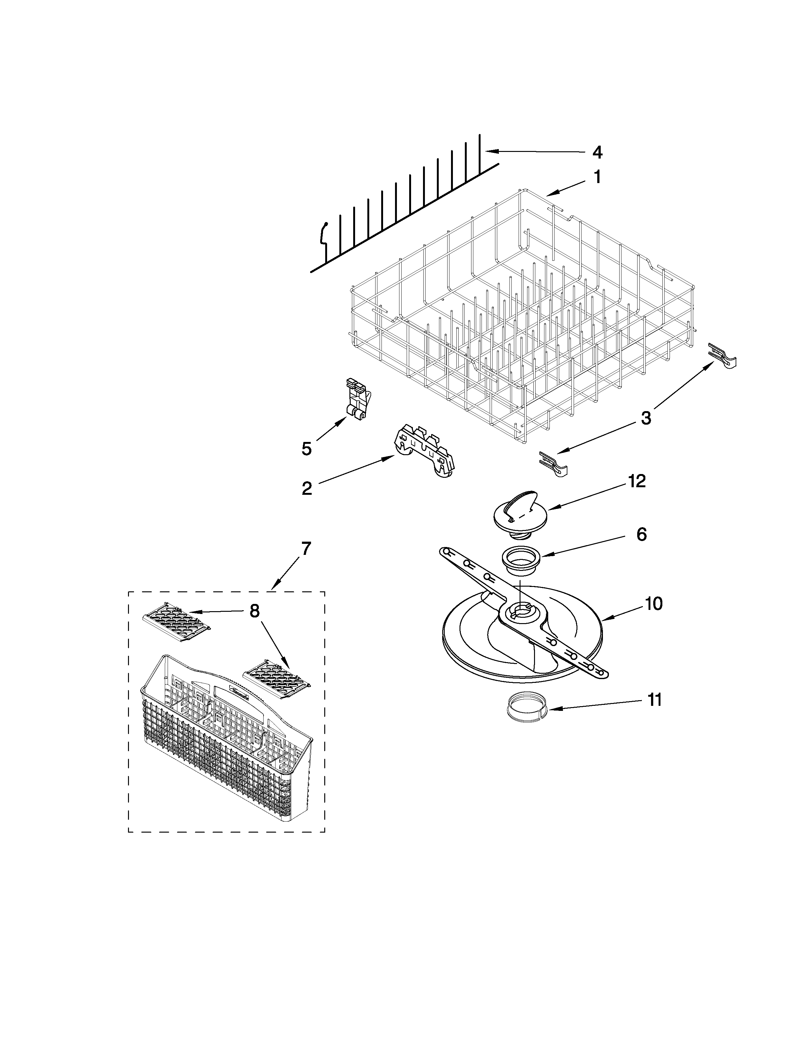 Lower dishrack parts