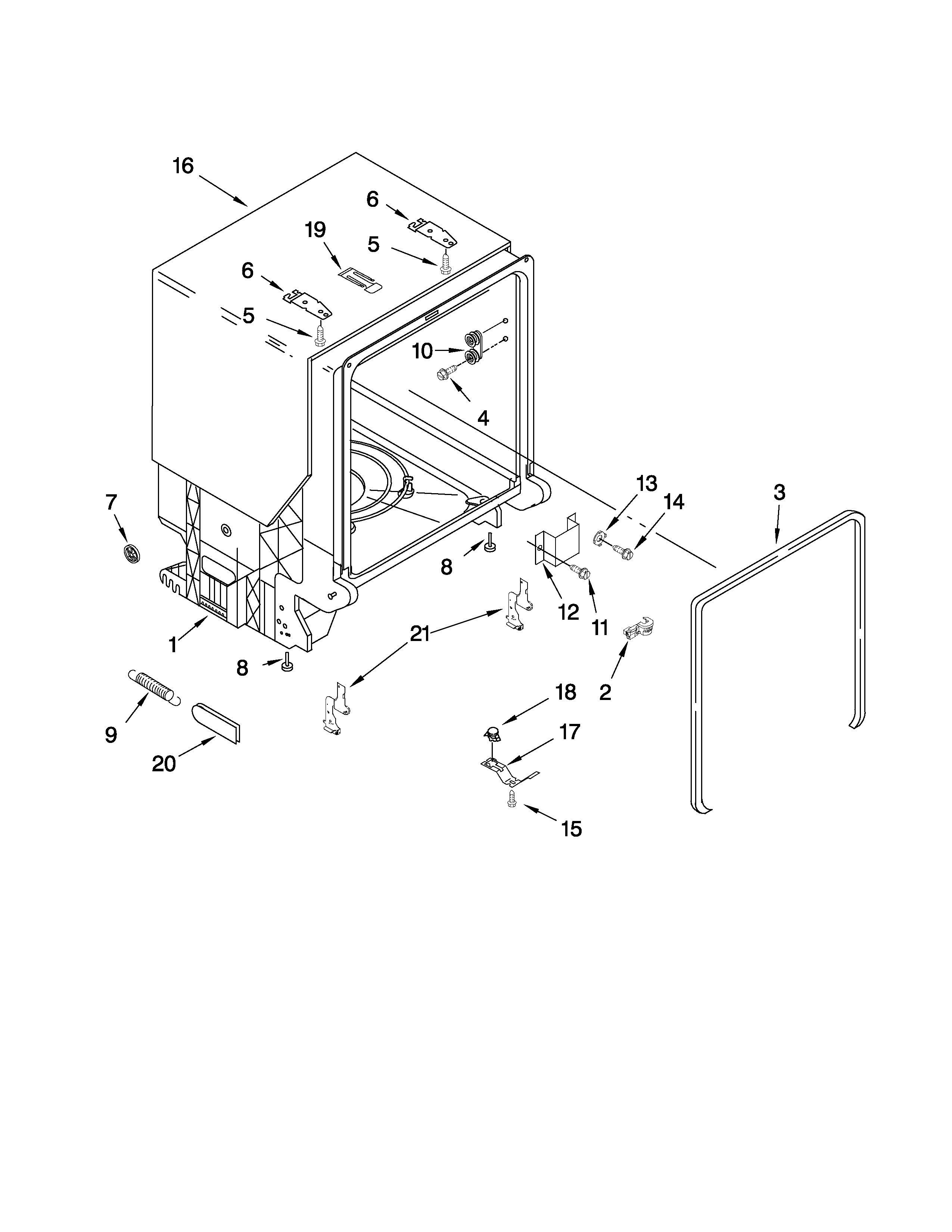 TUB AND FRAME PARTS