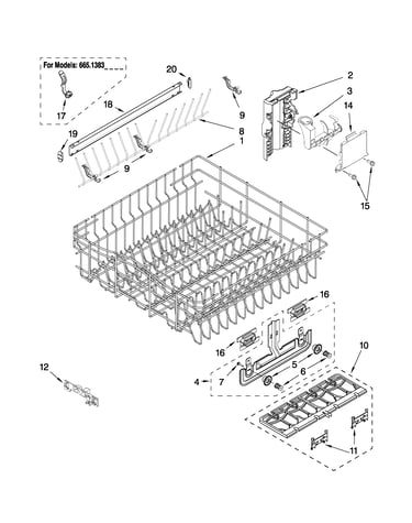 Upper rack and track parts