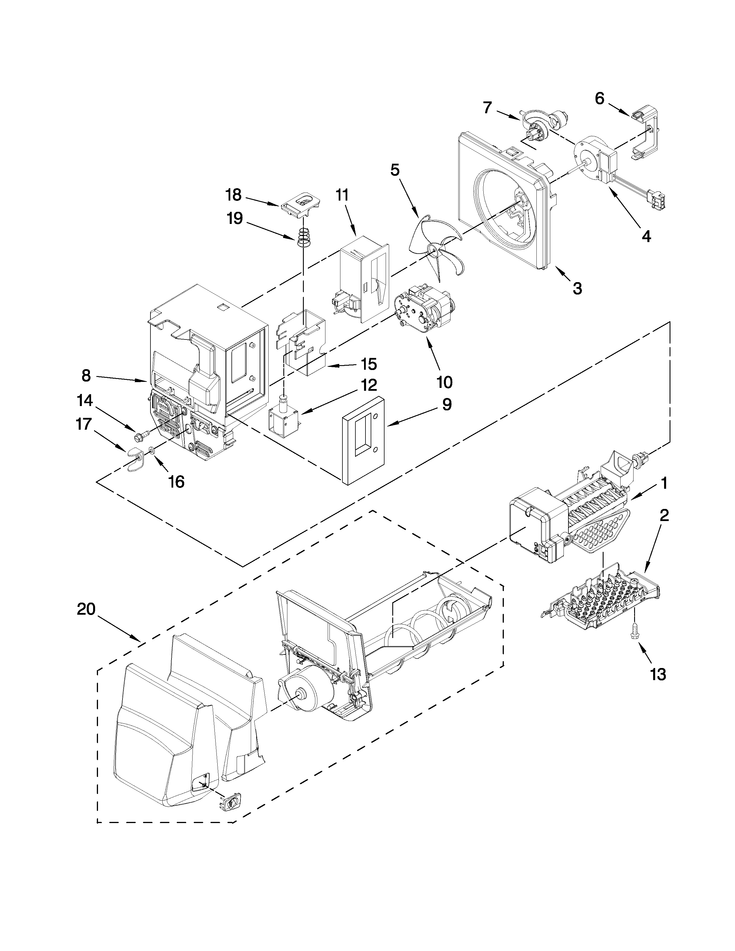 Motor and ice container parts