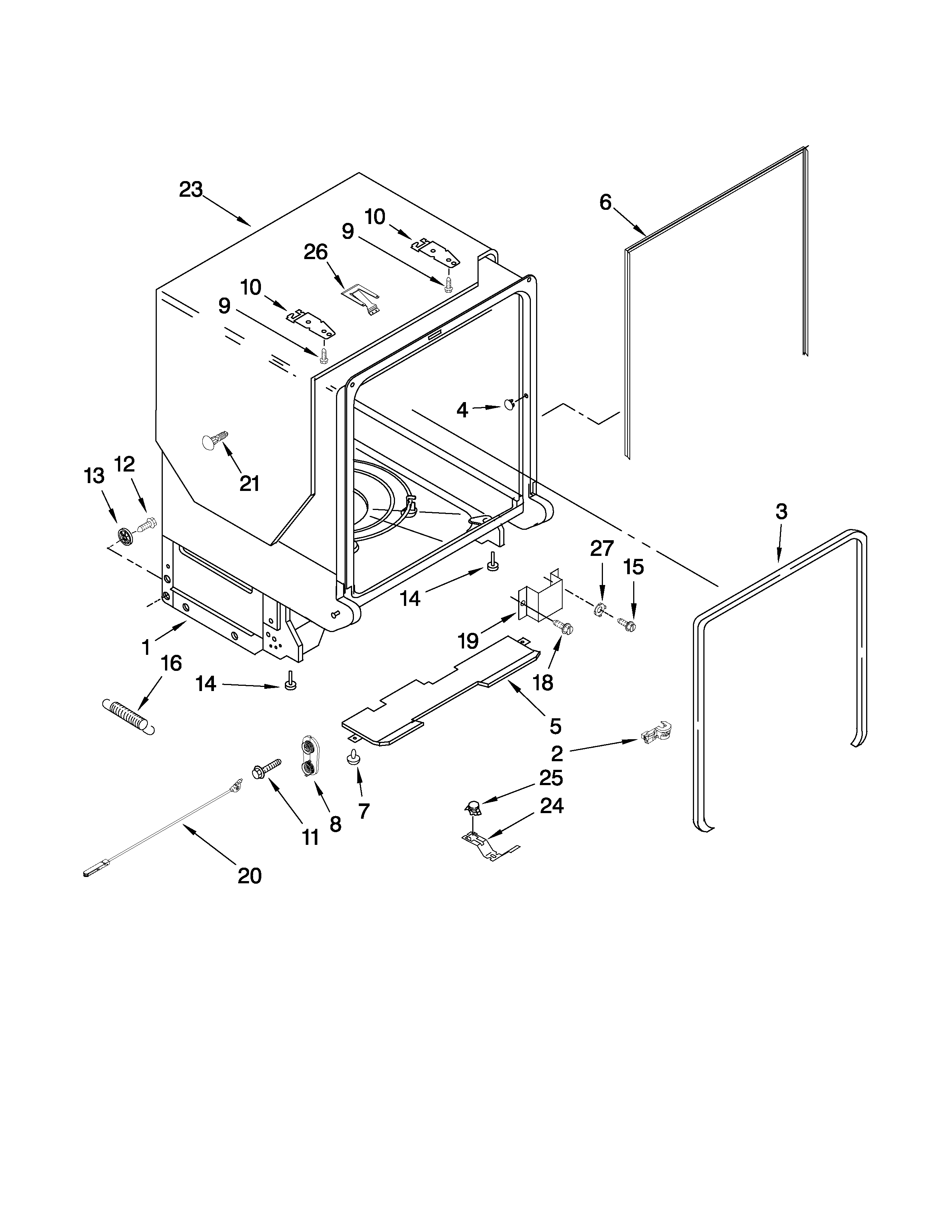 Tub and frame parts