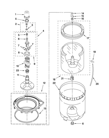Agitator, basket and tub parts