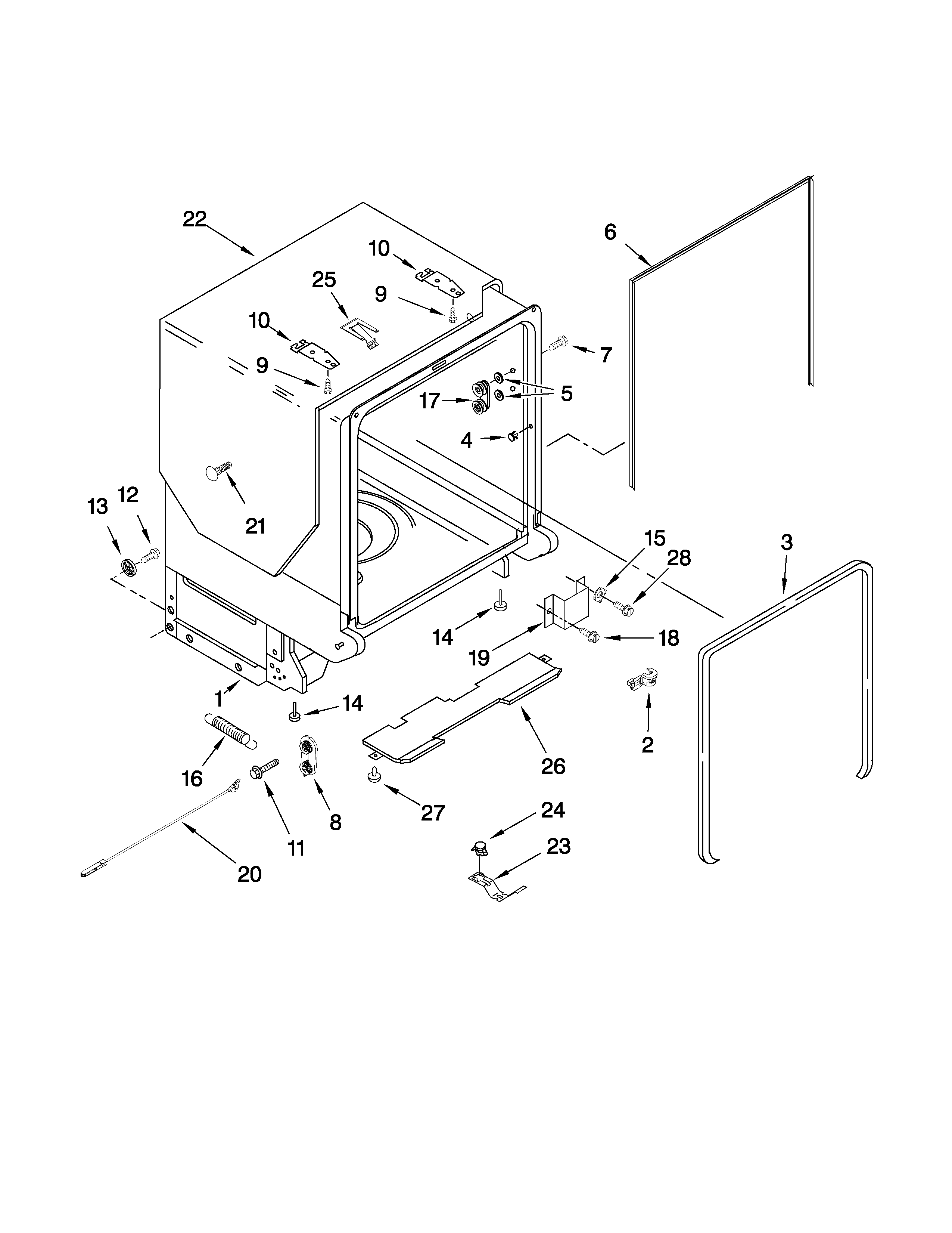 TUB AND FRAME PARTS