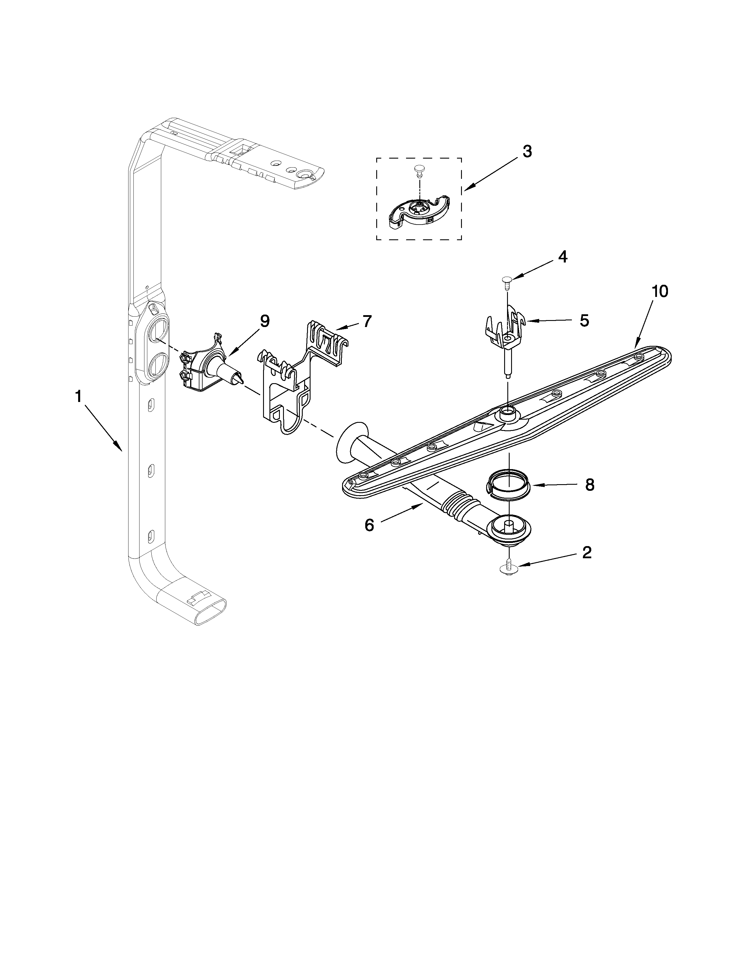 Upper wash and rinse parts