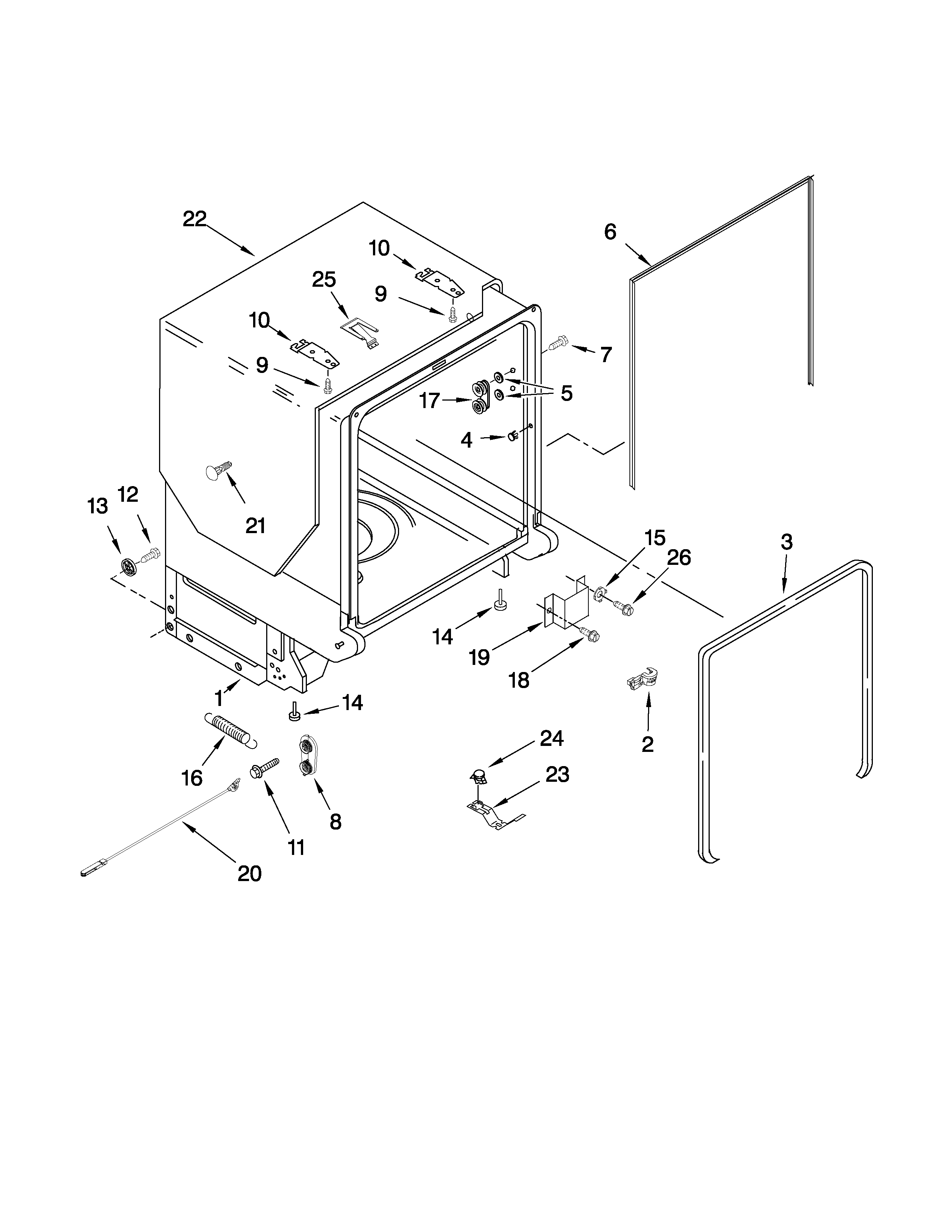 TUB AND FRAME PARTS