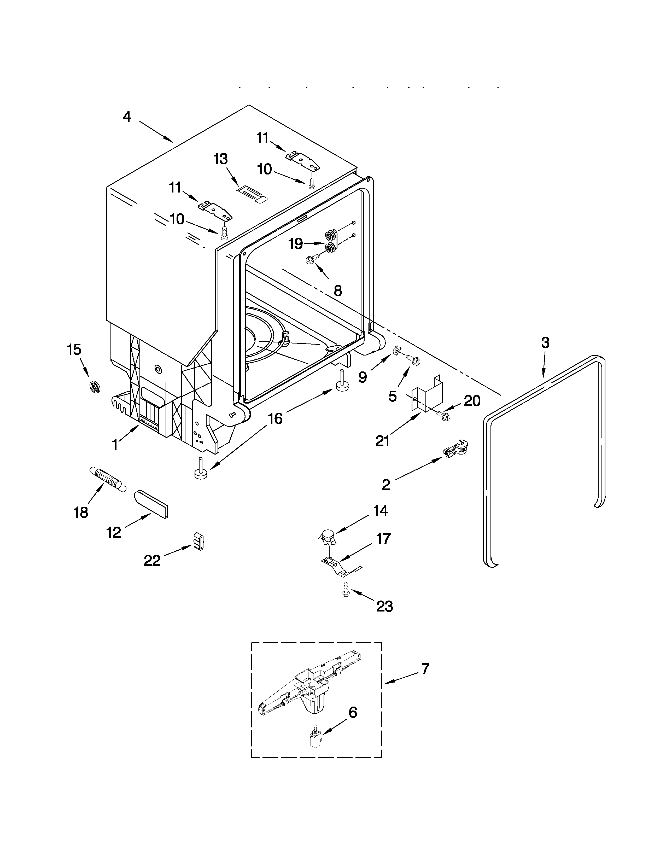 TUB AND FRAME PARTS