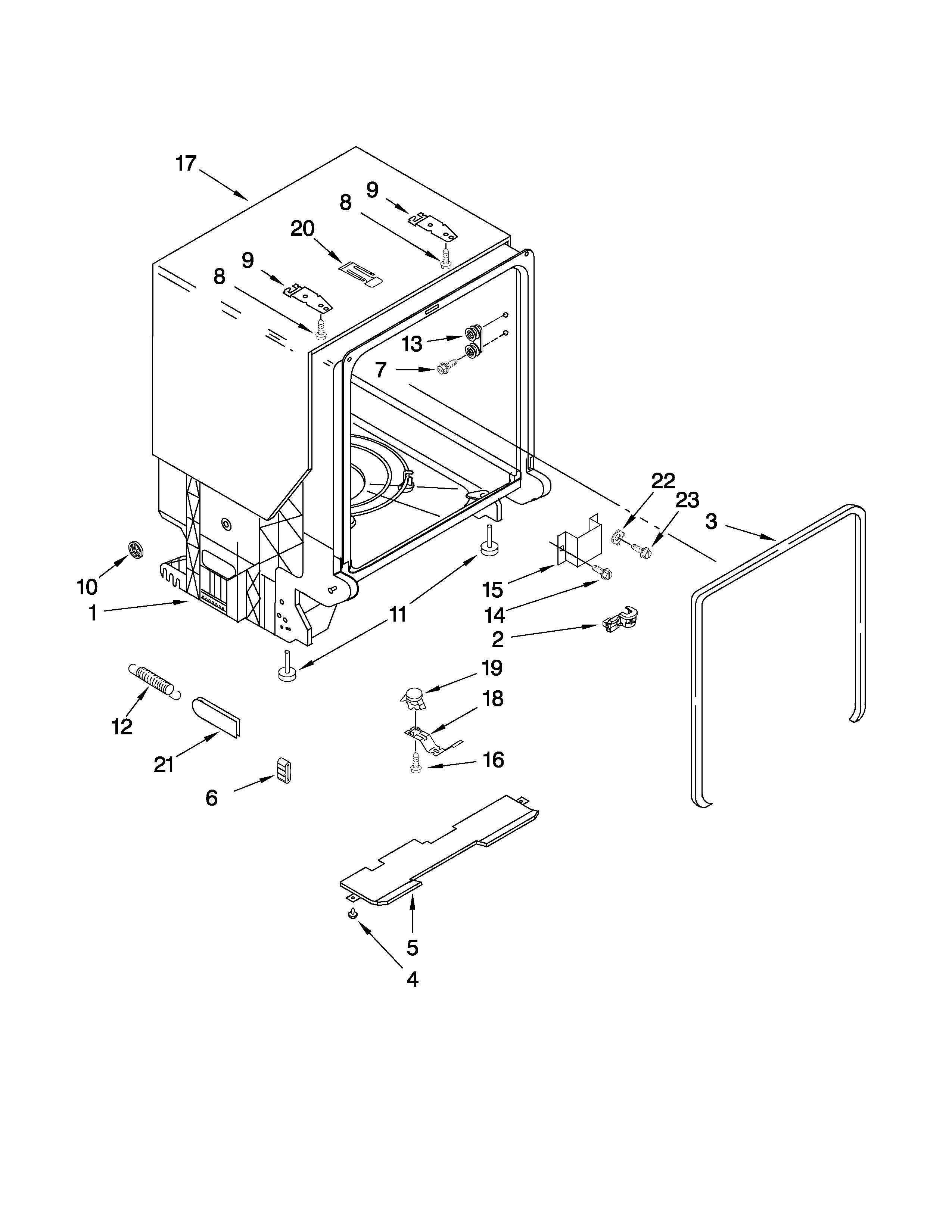 TUB AND FRAME PARTS
