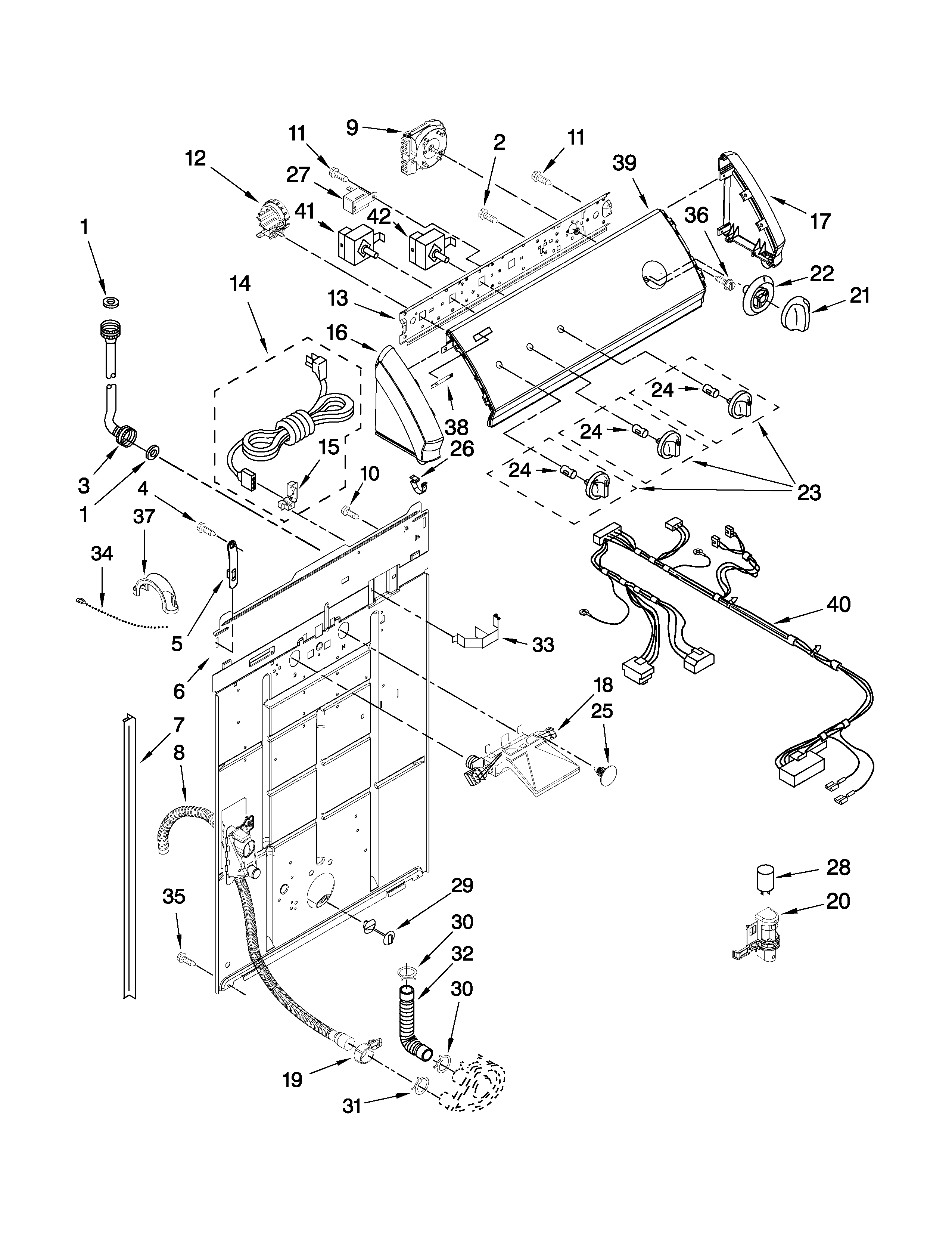 Controls and rear panel parts