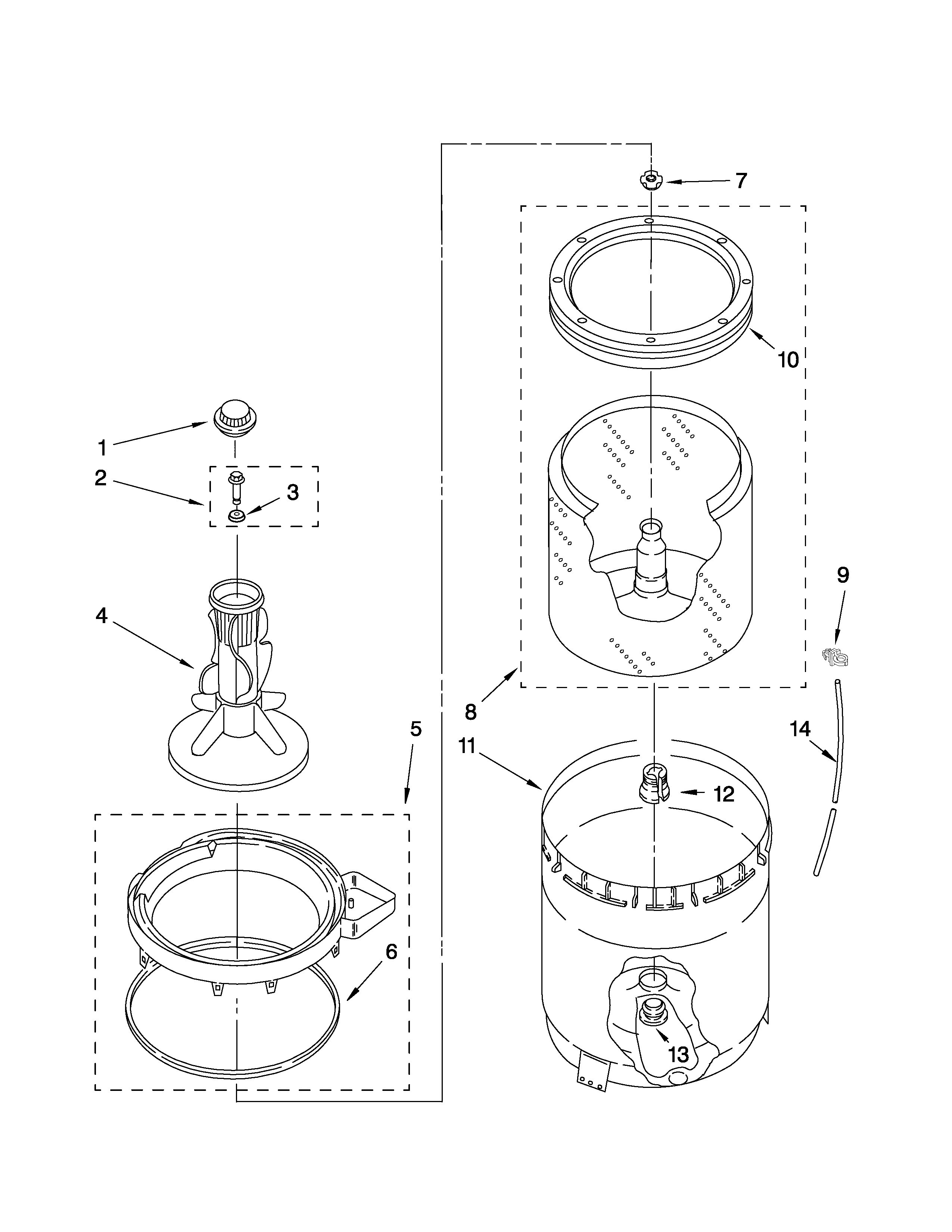 Agitator, basket and tub parts