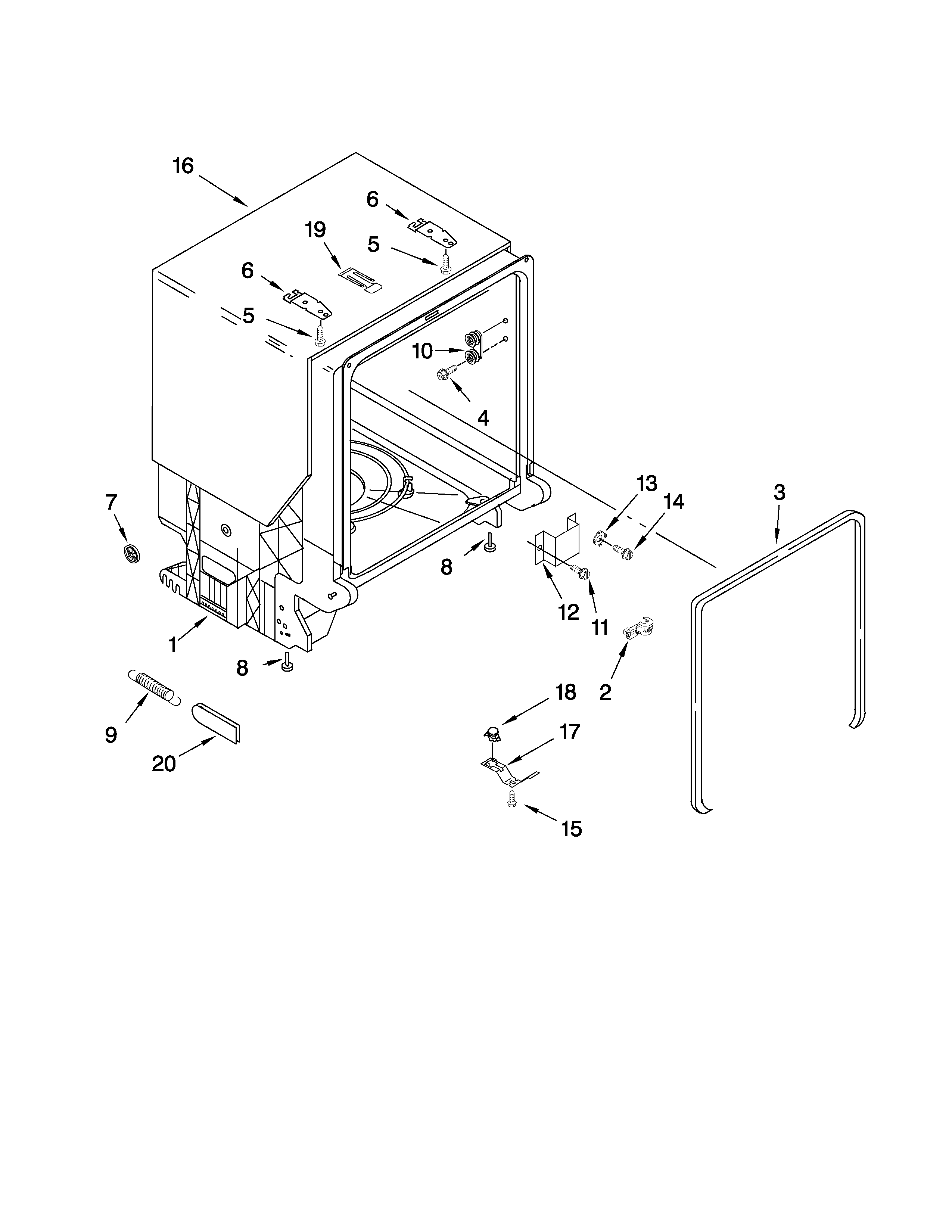 TUB AND FRAME PARTS
