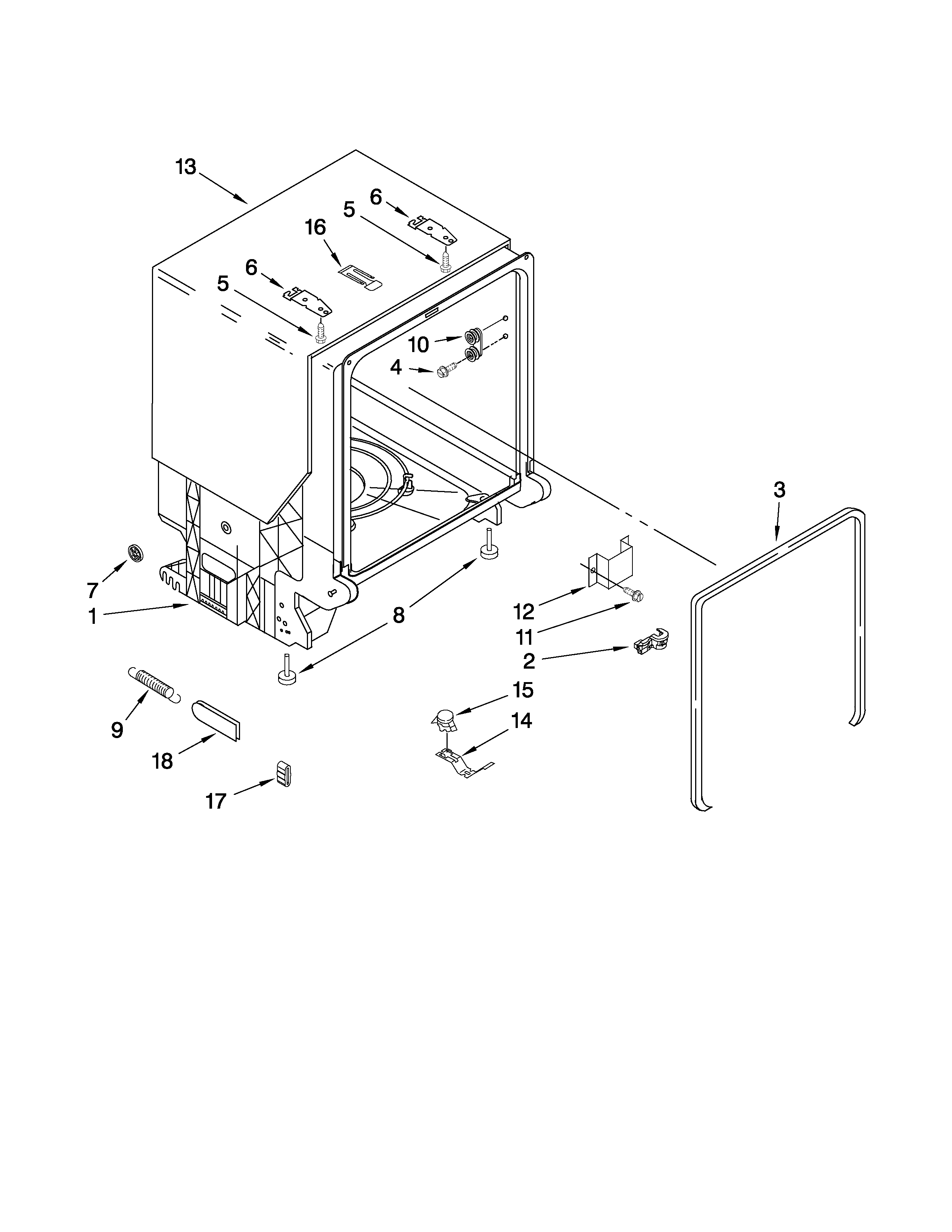 TUB AND FRAME PARTS