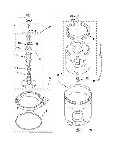 Agitator, basket and tub parts