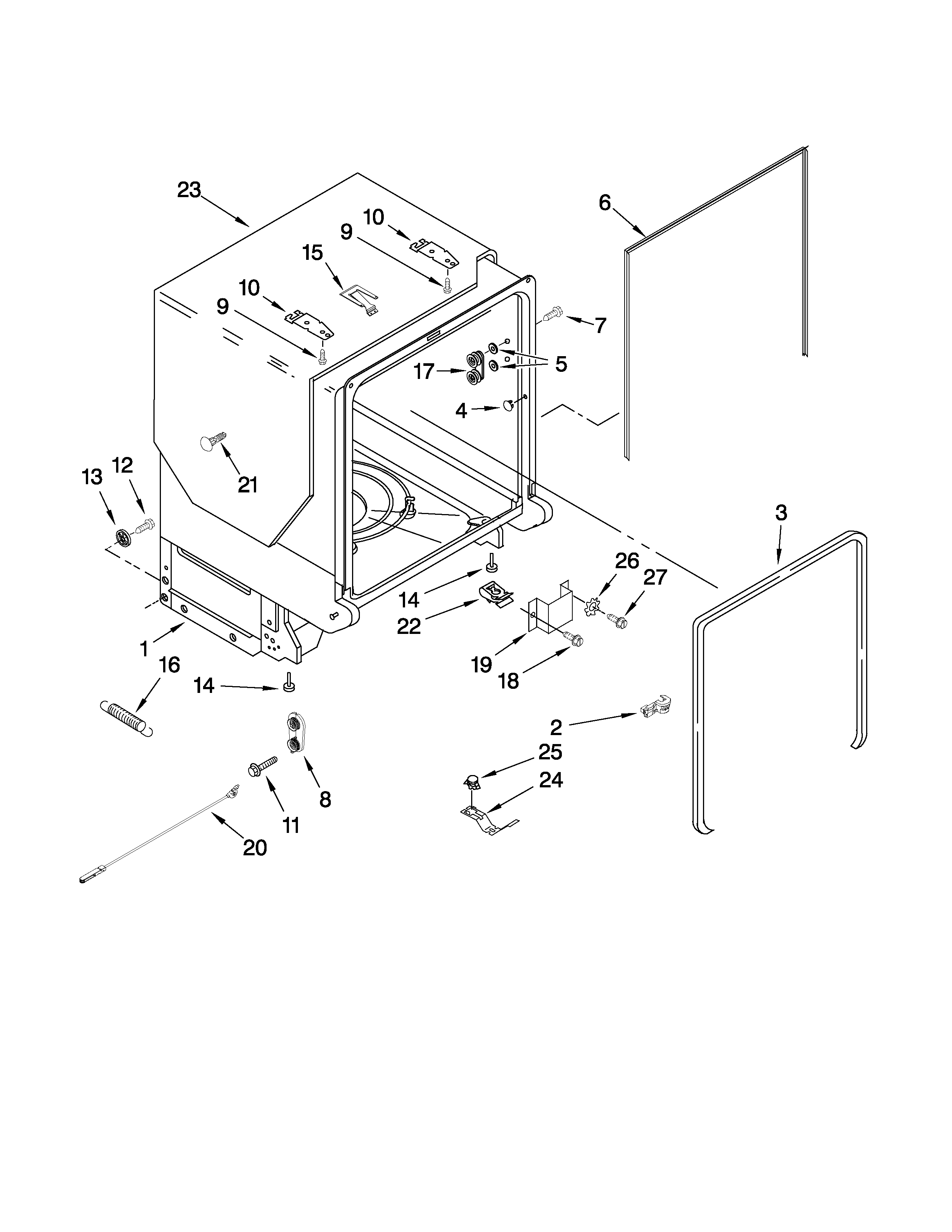 TUB AND FRAME PARTS