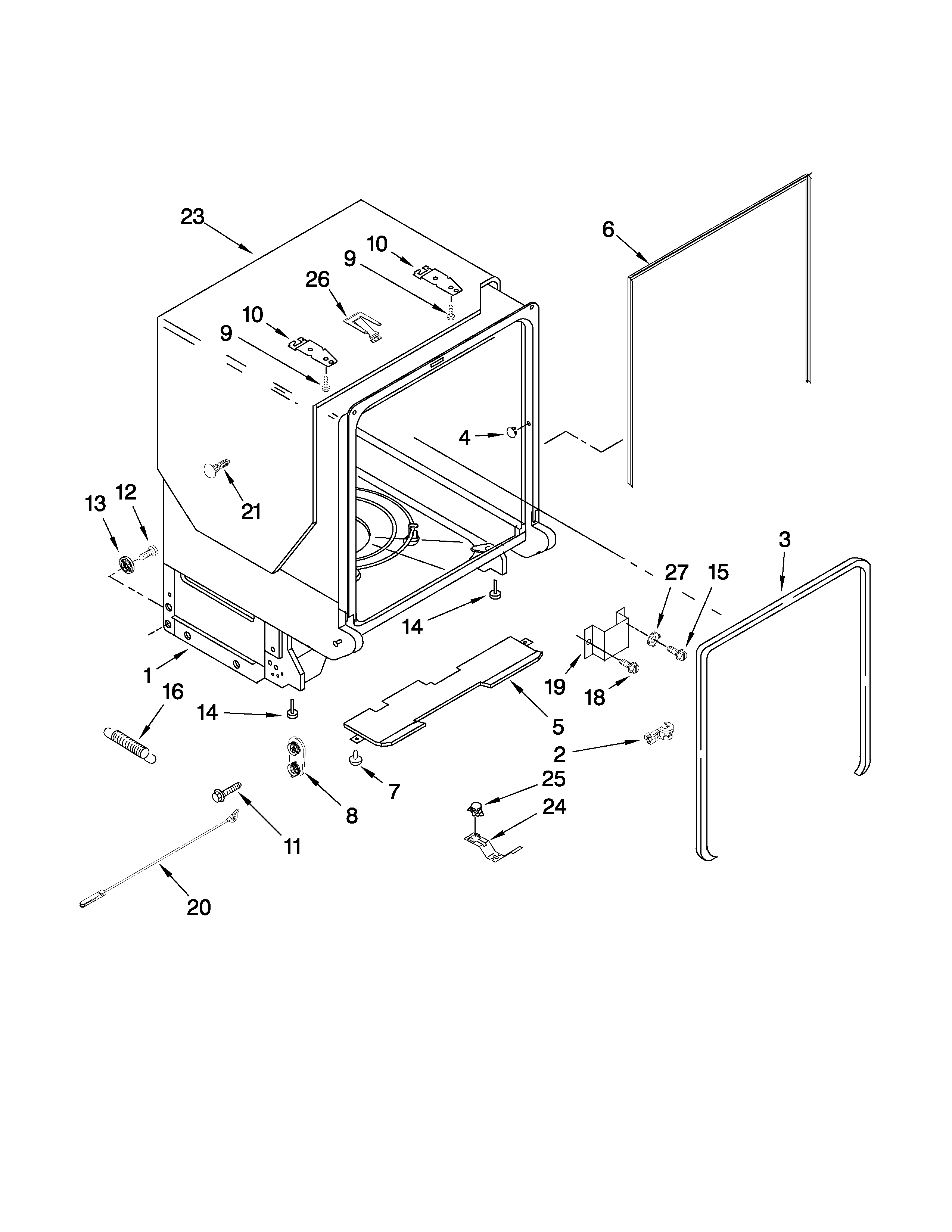 Tub and frame parts