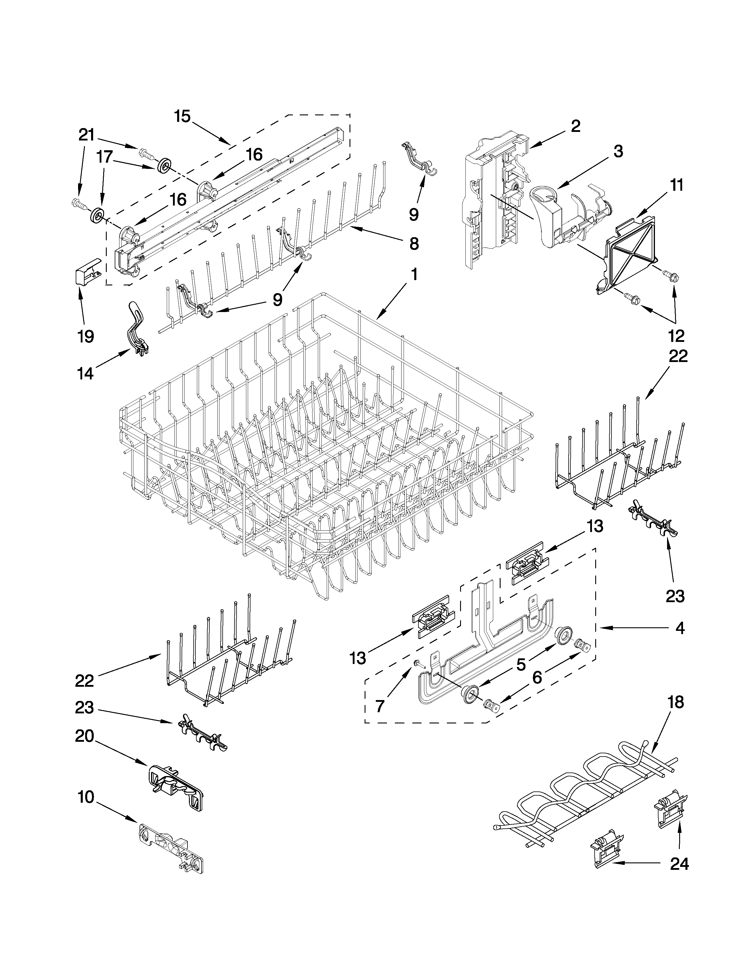 UPPER RACK AND TRACK PARTS