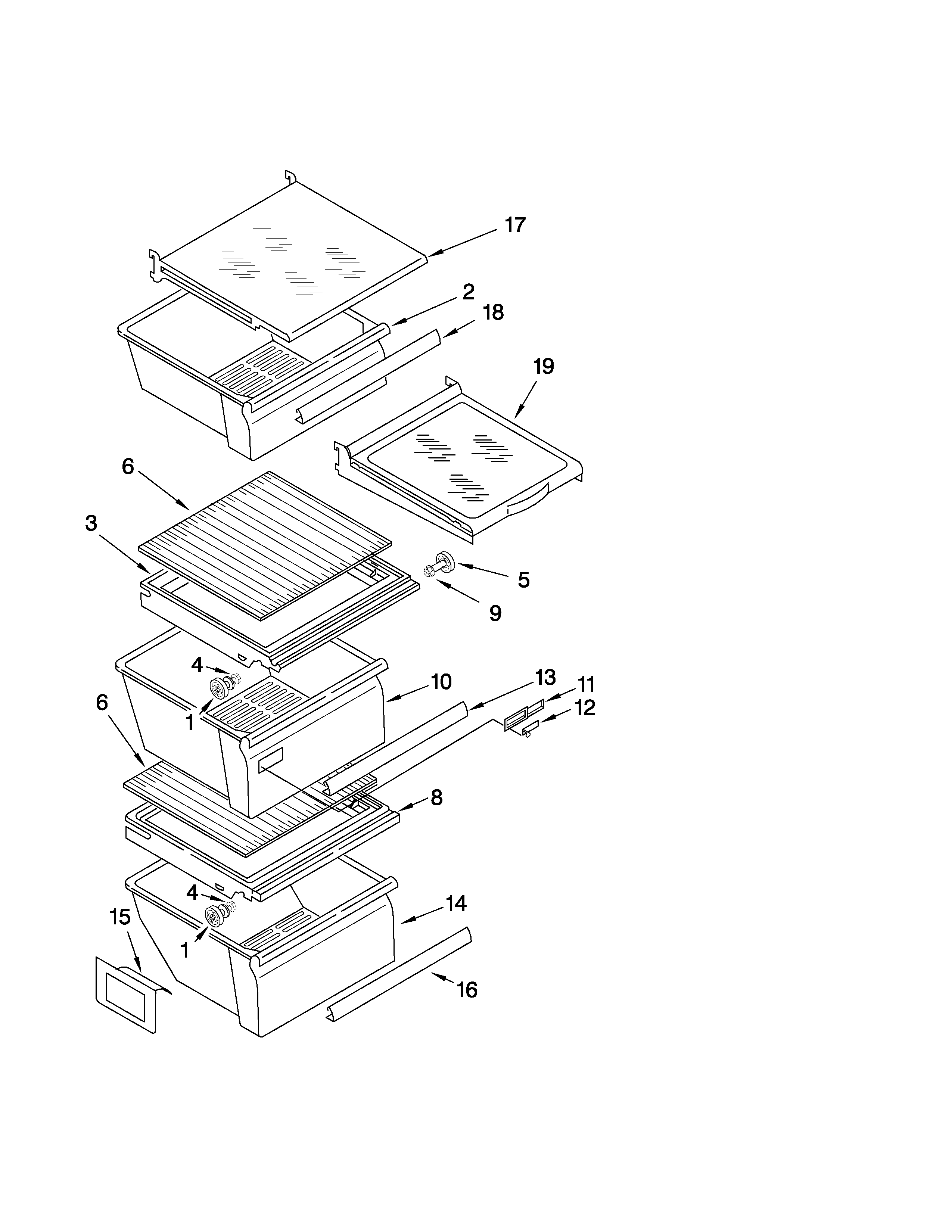 Refrigerator shelf parts