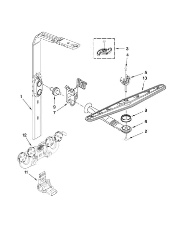 Upper wash and rinse parts