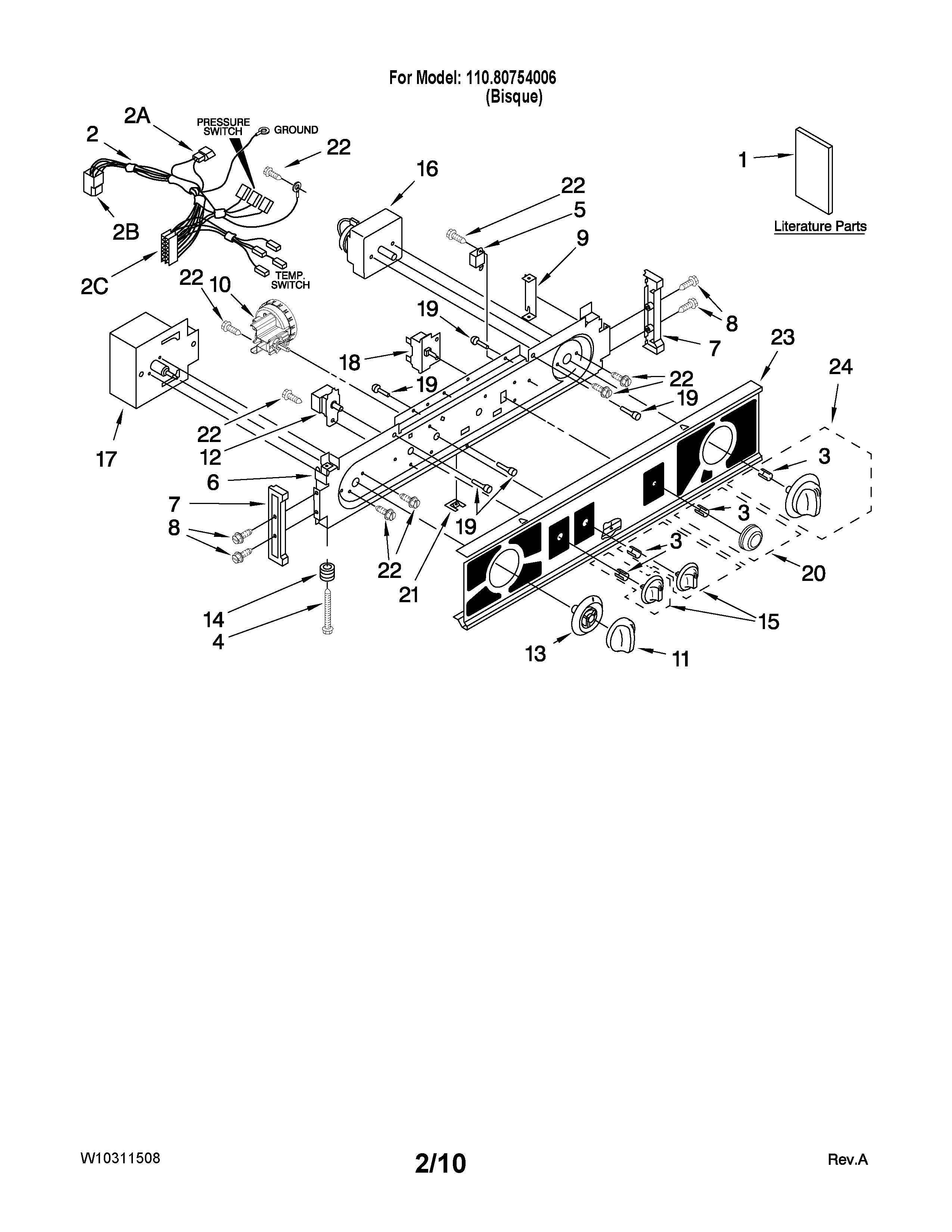 WASHER/DRYER CONTROL PANEL PARTS