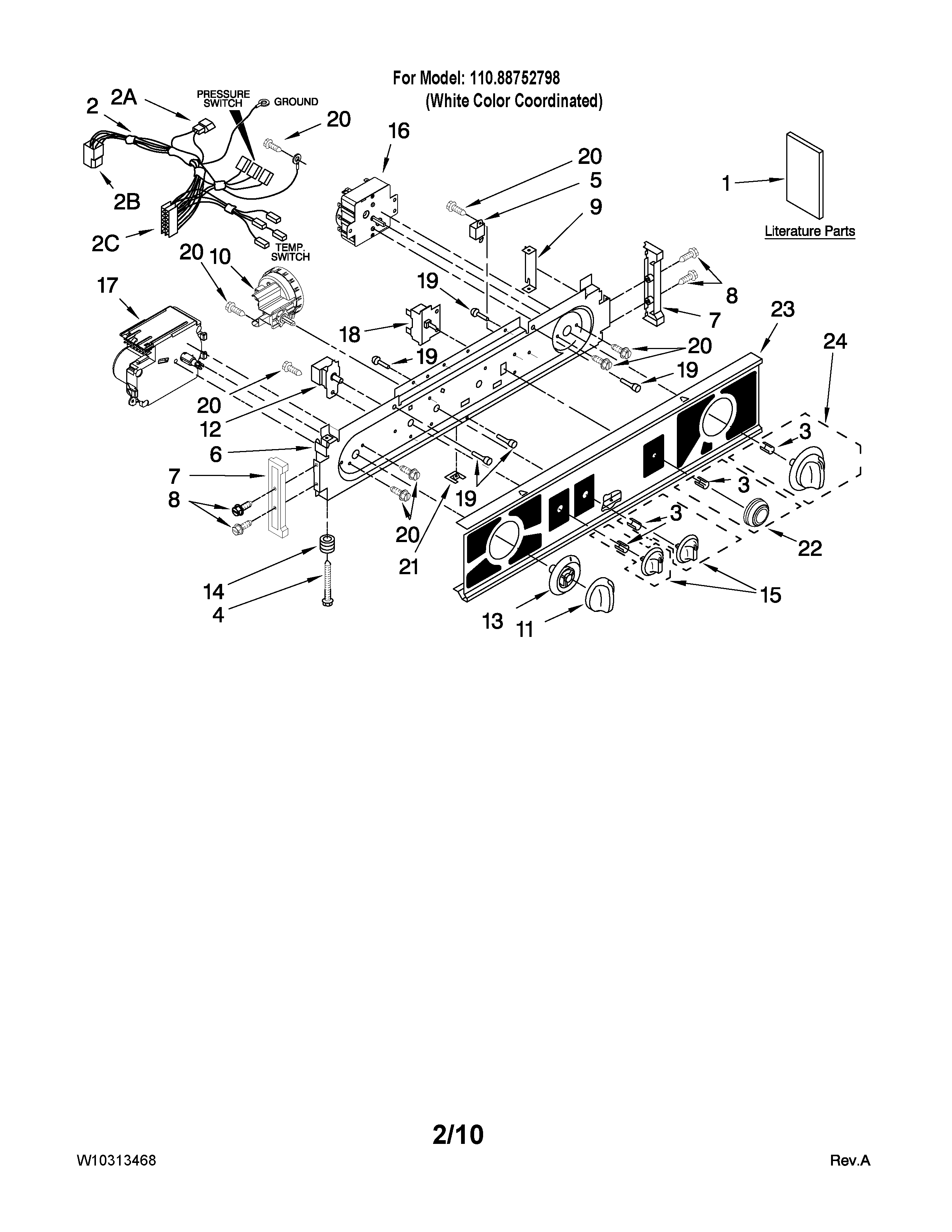 Washer/dryer control panel parts