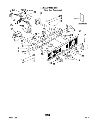 Washer/dryer control panel parts